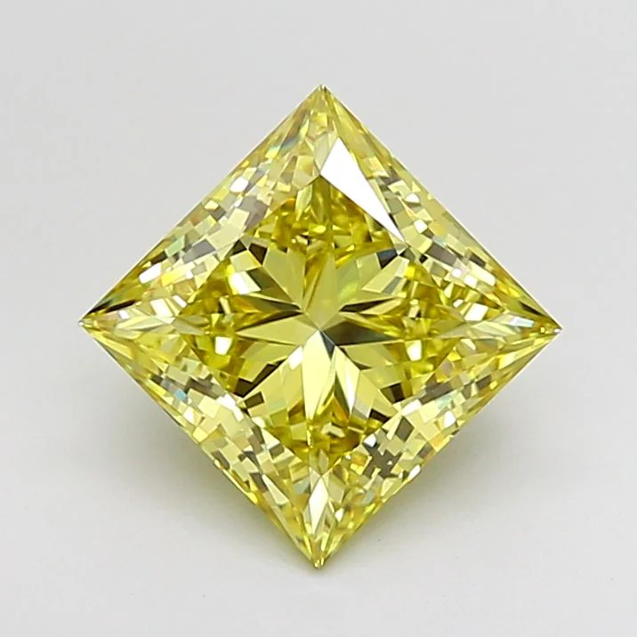 3.08 Carat Princess Cut Fancy Yellow