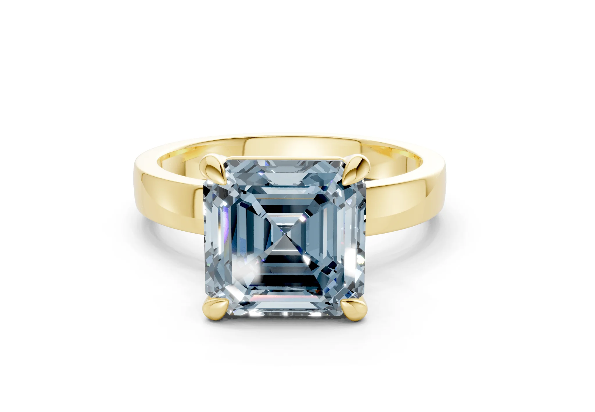 Aspen Blue Diamond Solitaire Asscher Cut 3mm Engagement Ring