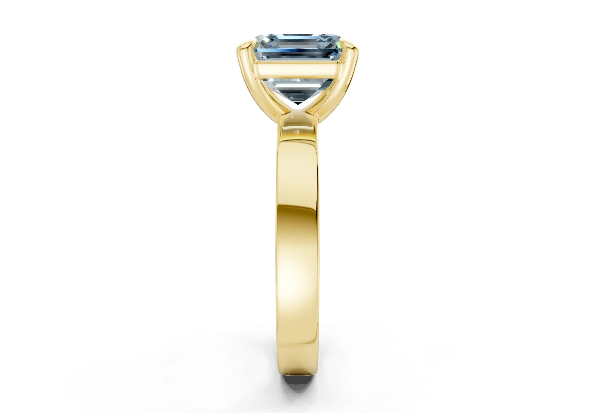 Aspen Blue Diamond Solitaire Asscher Cut 3mm Engagement Ring - Image 3