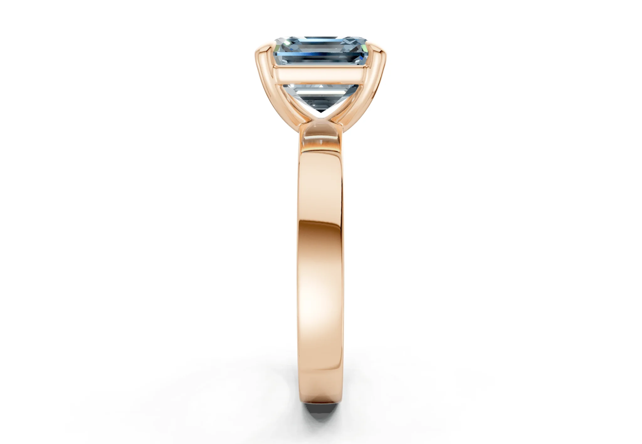 Aspen Blue Diamond Solitaire Asscher Cut 3mm Engagement Ring - Image 6