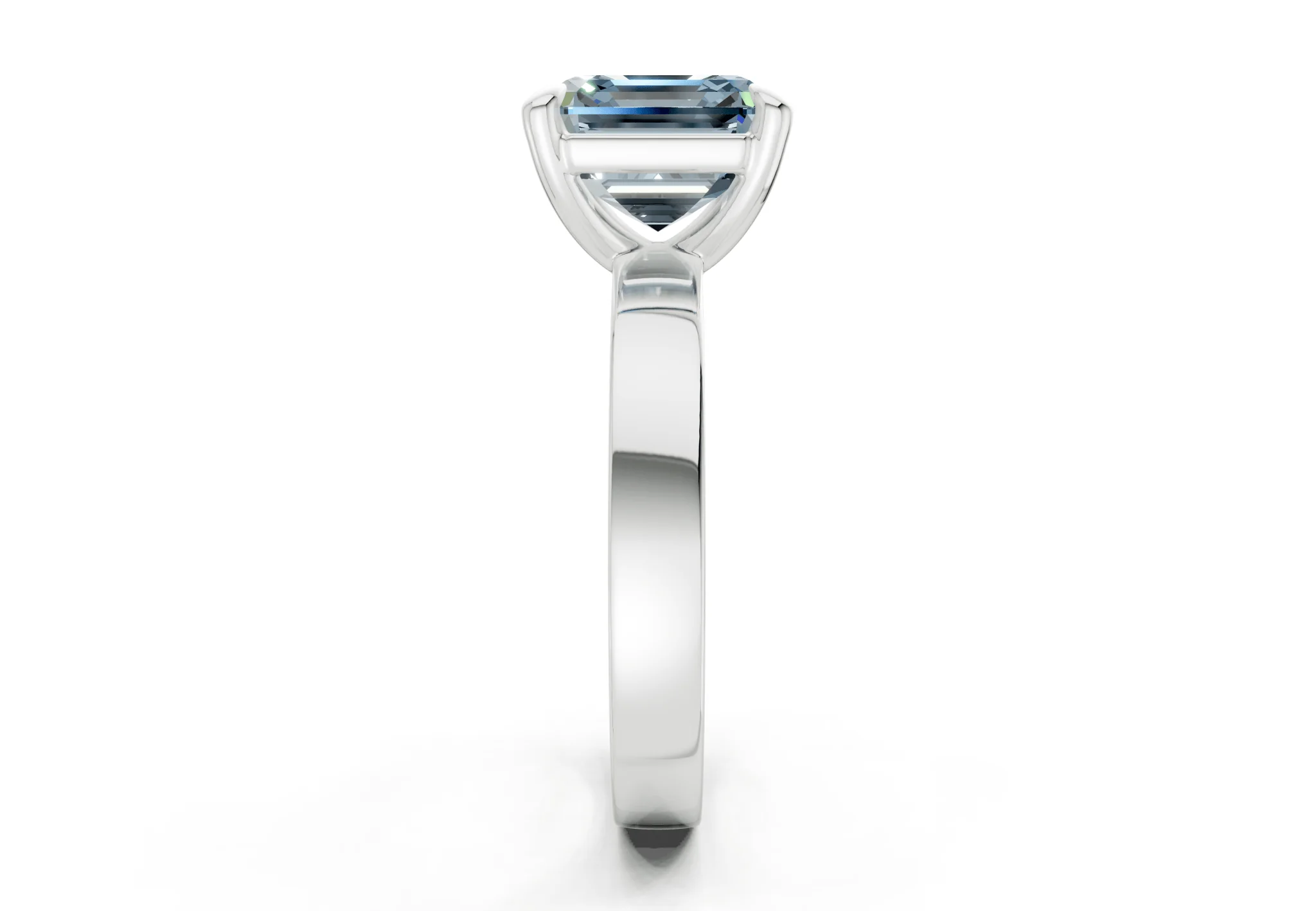 Aspen Blue Diamond Solitaire Asscher Cut 3mm Engagement Ring - Image 9