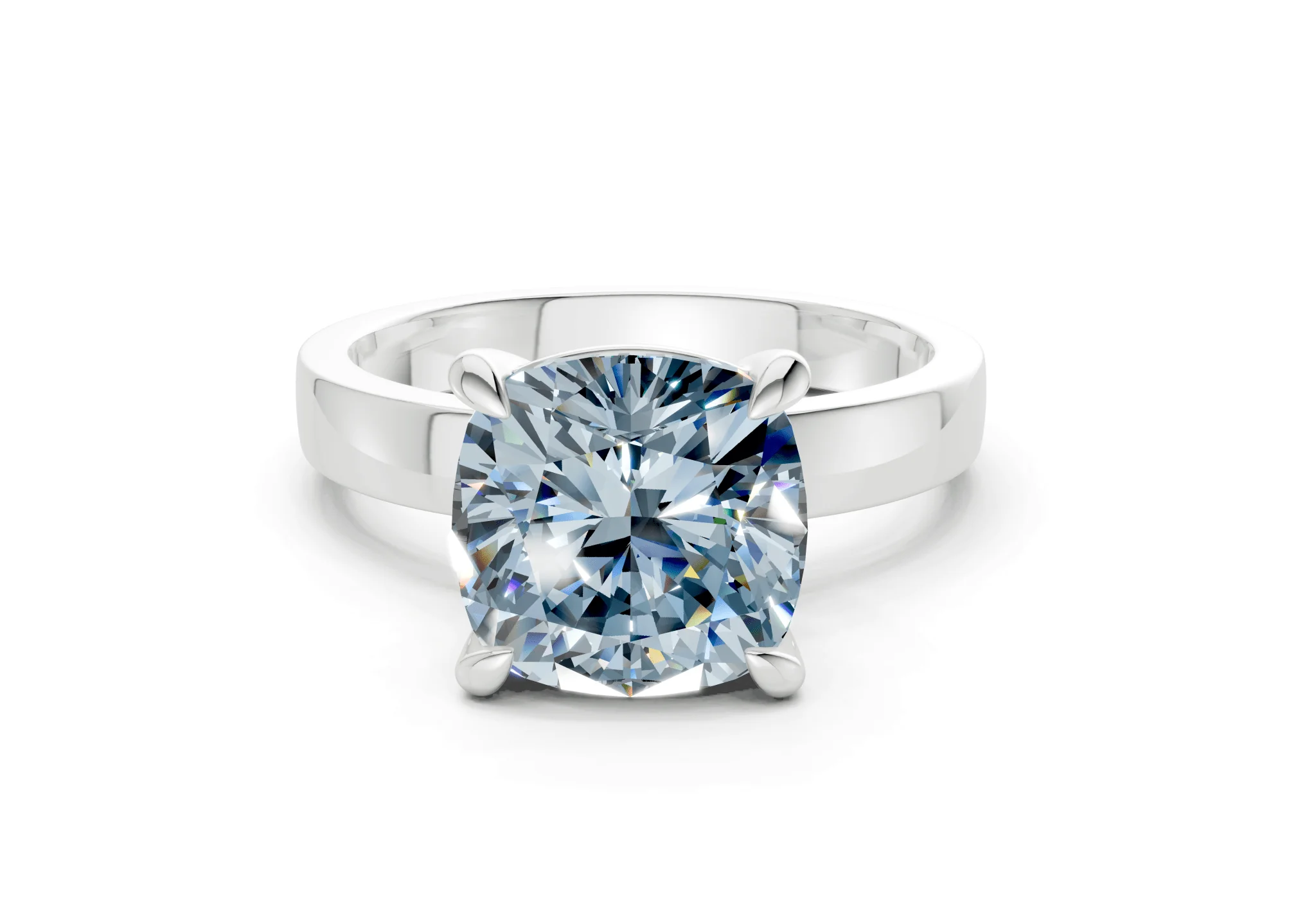 Aspen Blue Diamond Solitaire Cushion Squareuare Cut 3mm Engagement Ring - Image 7