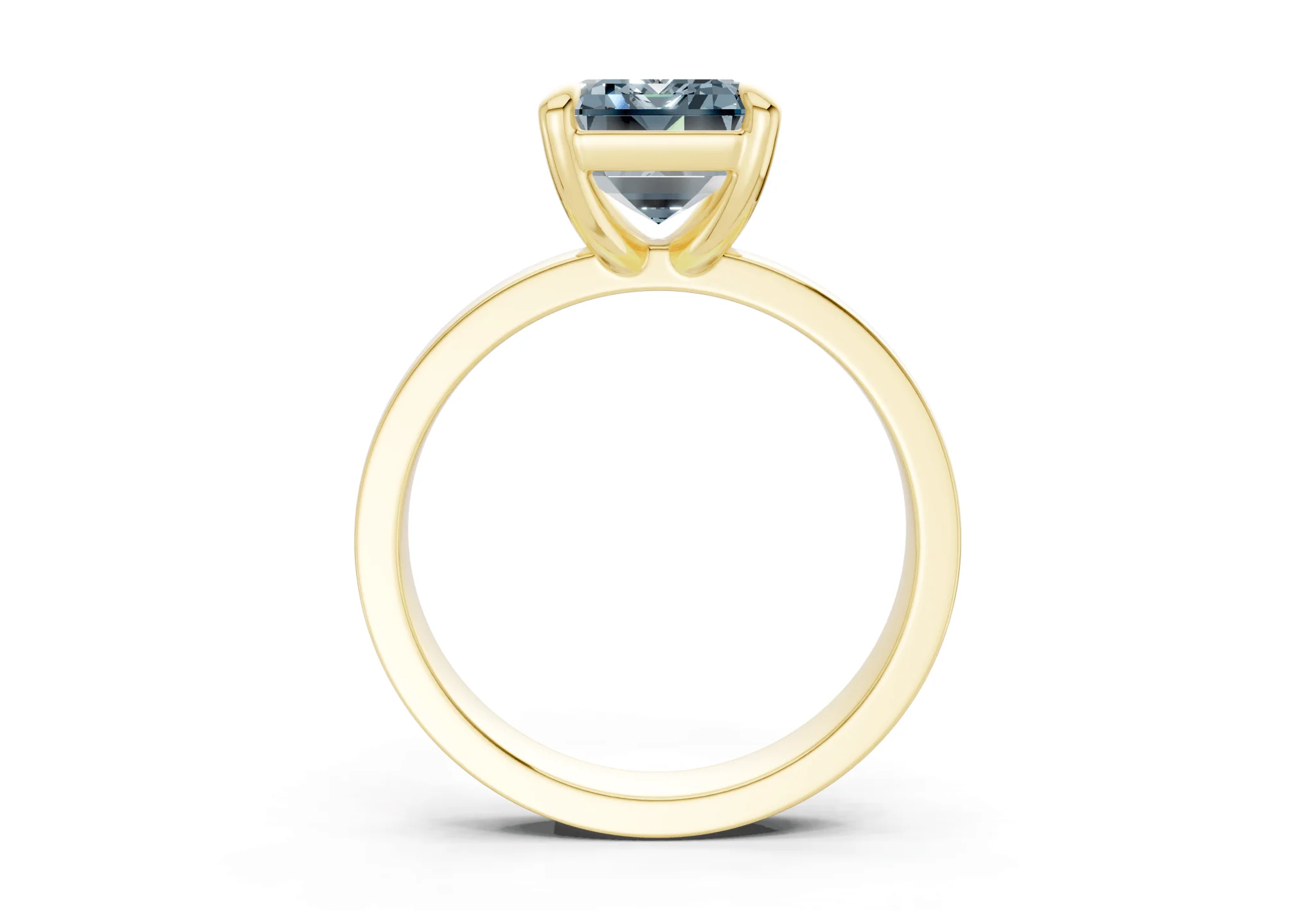 Aspen Blue Diamond Solitaire Emerald Cut 3mm Engagement Ring - Image 2