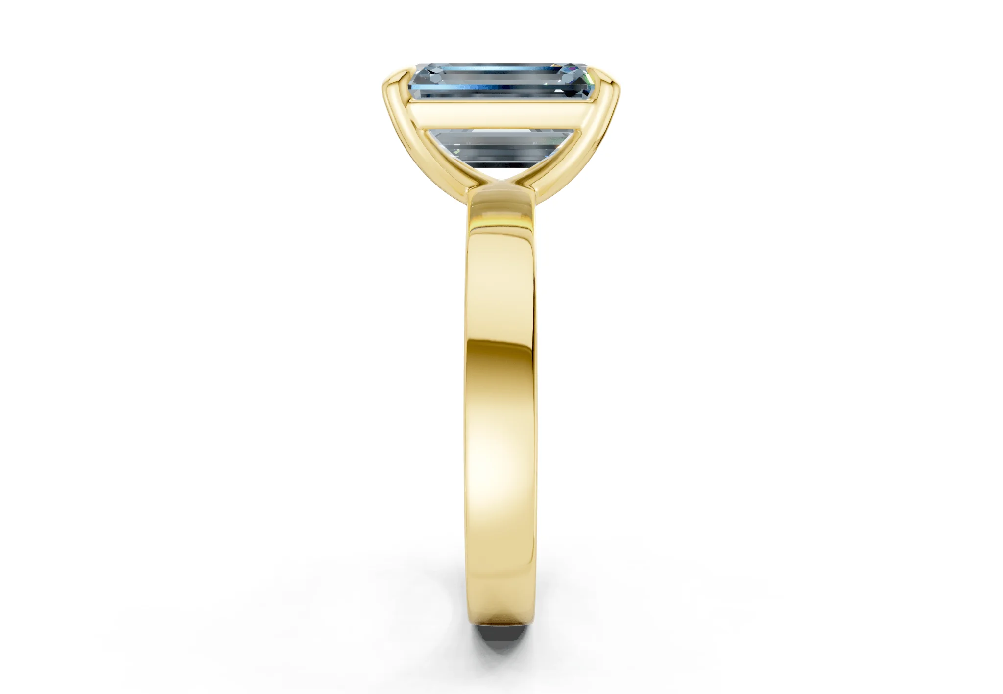 Aspen Blue Diamond Solitaire Emerald Cut 3mm Engagement Ring - Image 3