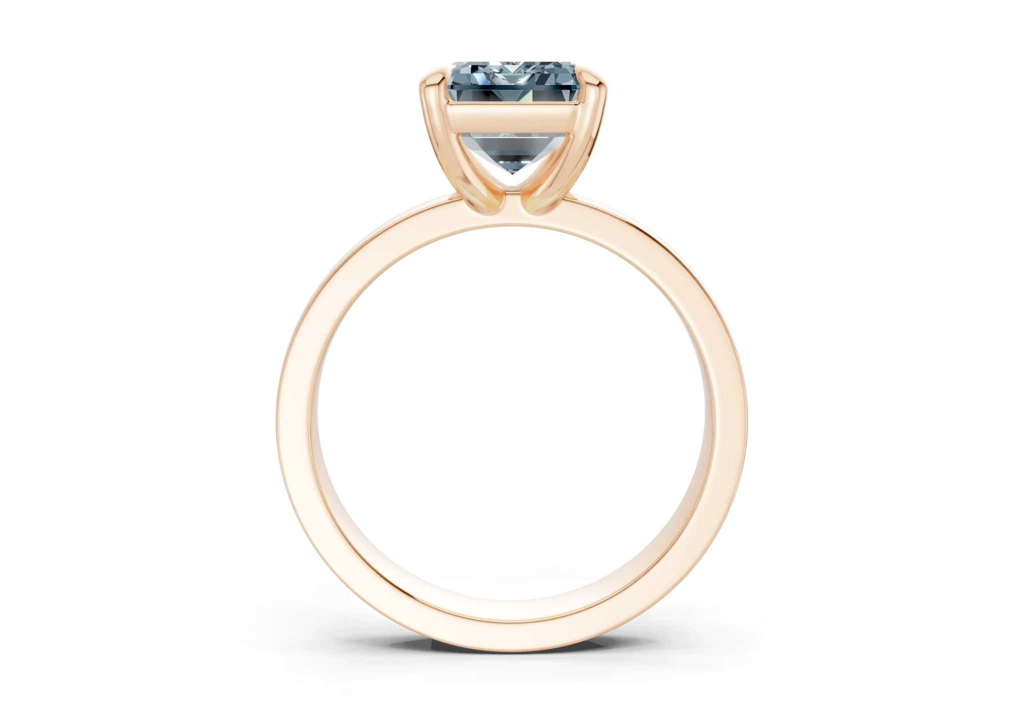Aspen Blue Diamond Solitaire Emerald Cut 3mm Engagement Ring - Image 5