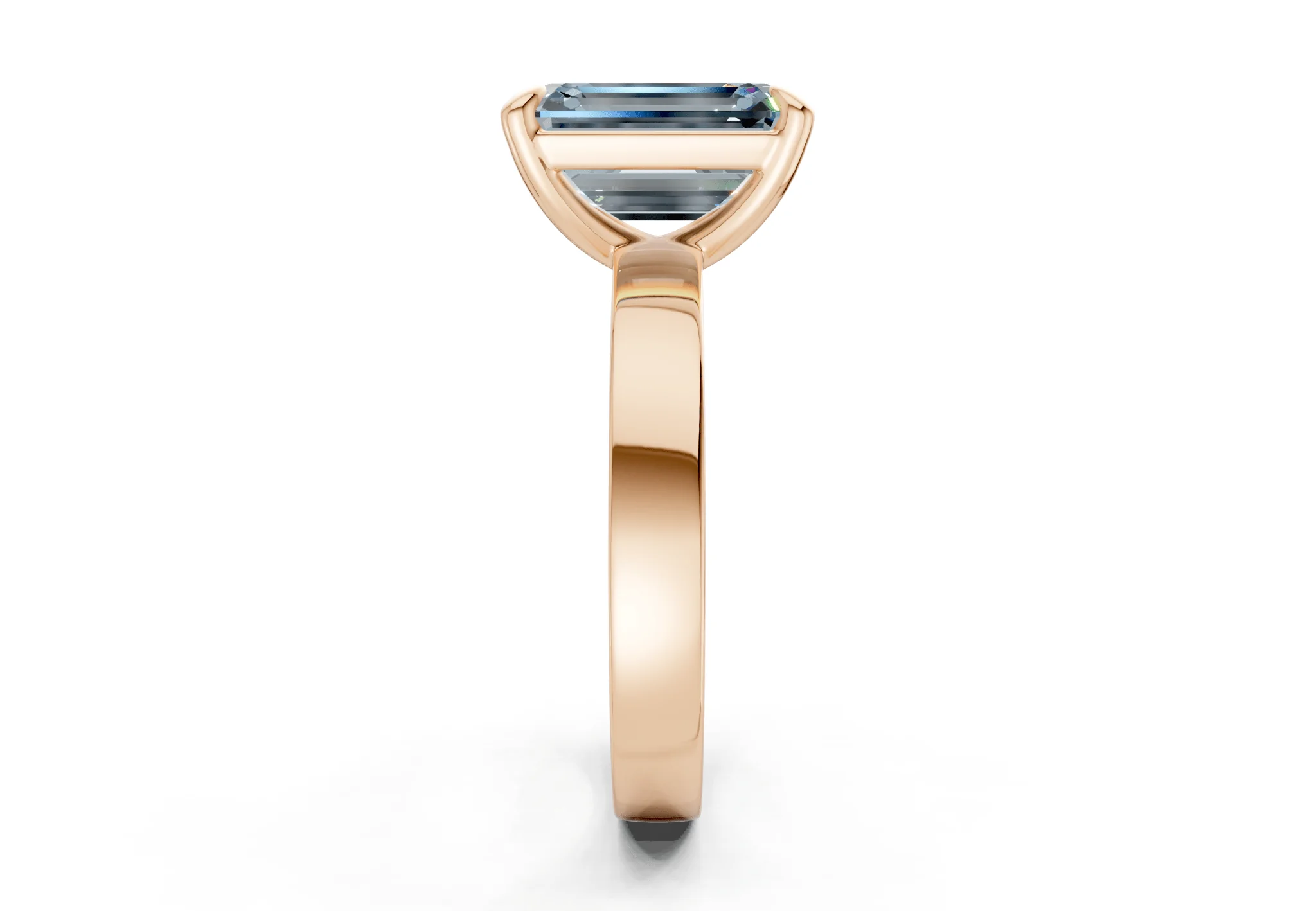 Aspen Blue Diamond Solitaire Emerald Cut 3mm Engagement Ring - Image 6