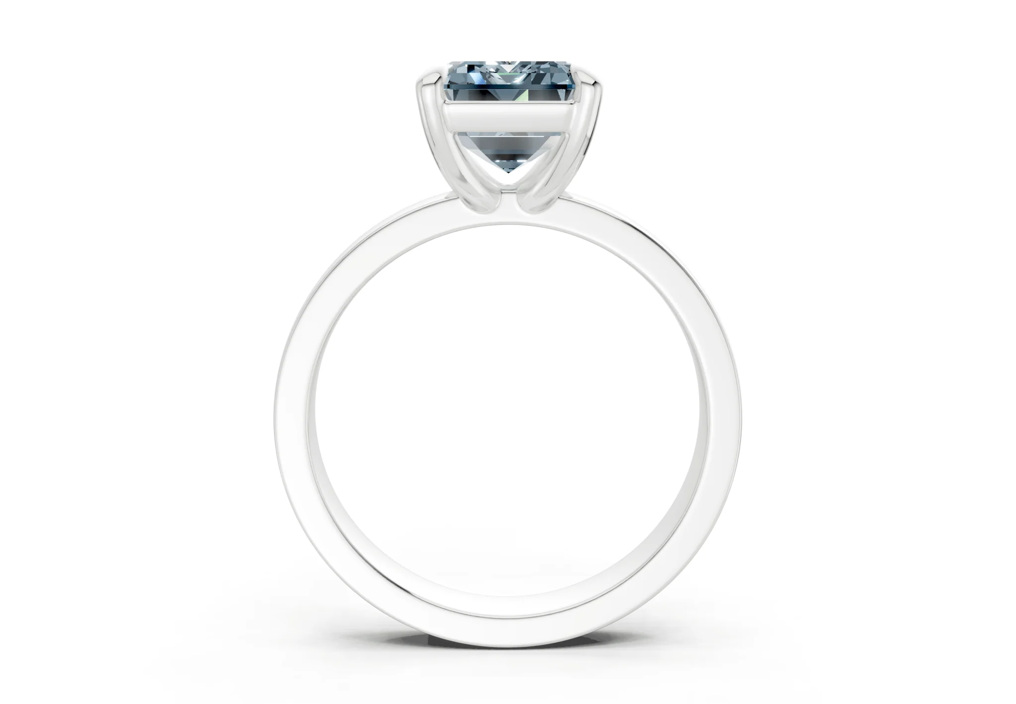 Aspen Blue Diamond Solitaire Emerald Cut 3mm Engagement Ring - Image 8