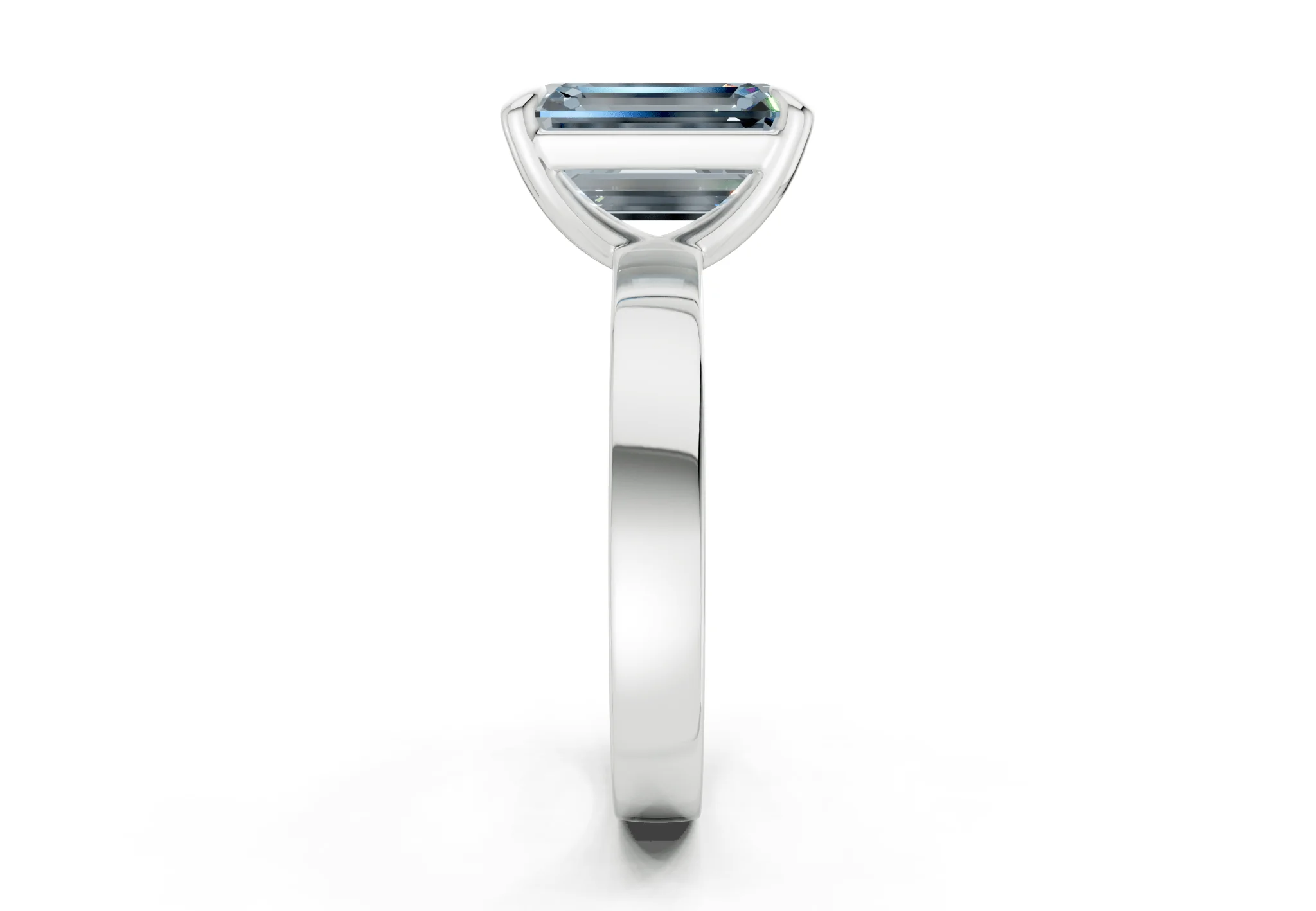 Aspen Blue Diamond Solitaire Emerald Cut 3mm Engagement Ring - Image 9