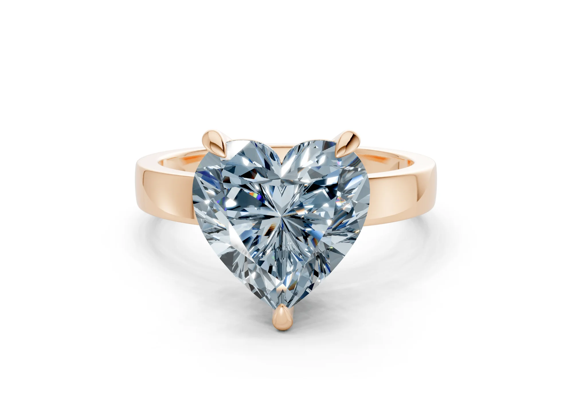 Aspen Blue Diamond Solitaire Heart Cut 3mm Engagement Ring - Image 4