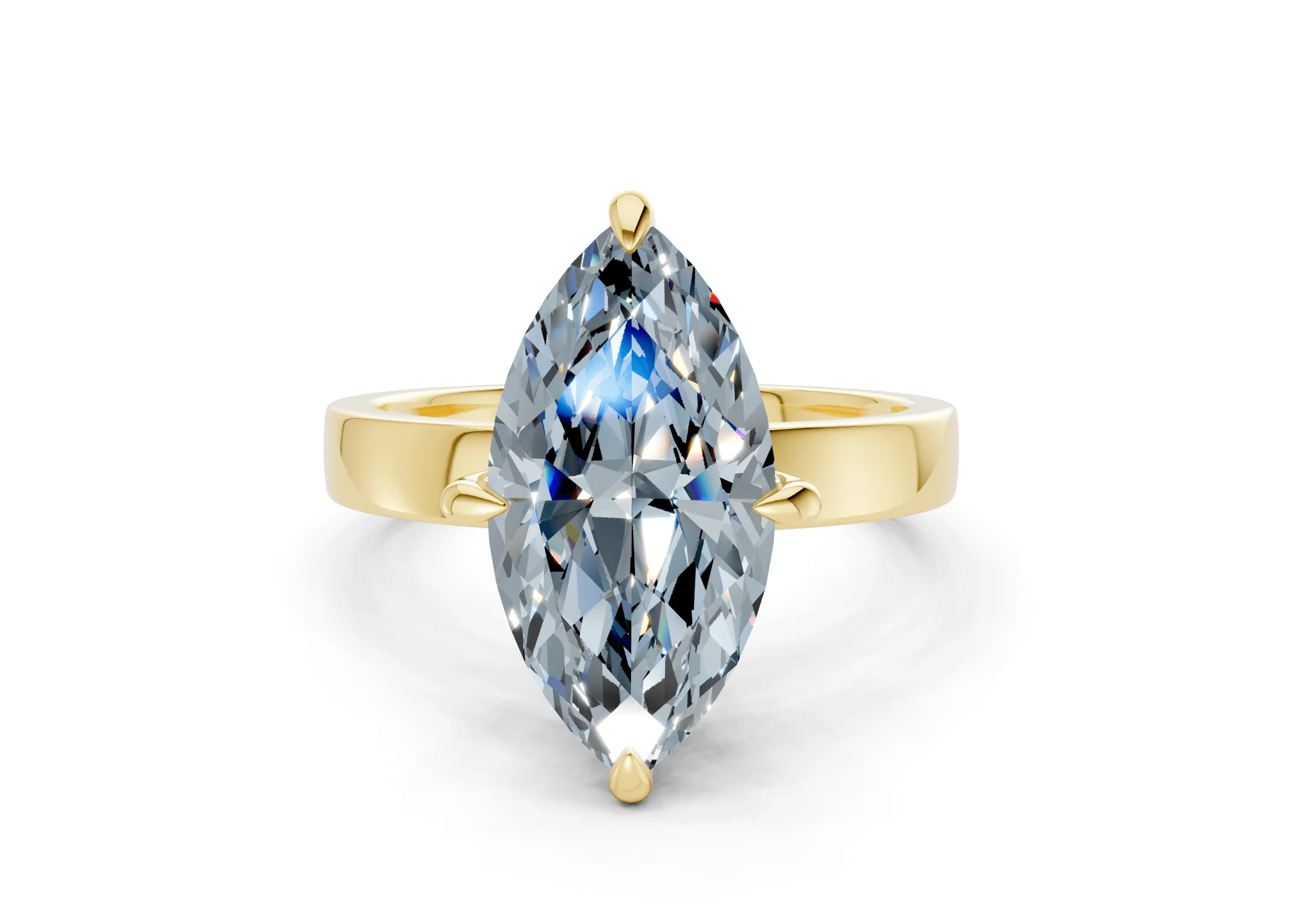 Aspen Blue Diamond Solitaire Marquise Cut 3mm Engagement Ring