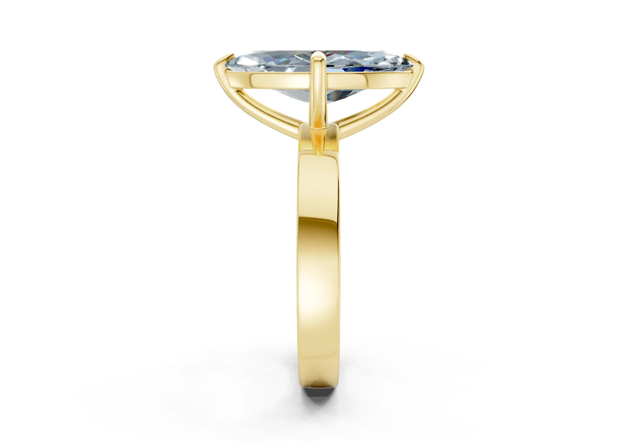 Aspen Blue Diamond Solitaire Marquise Cut 3mm Engagement Ring - Image 3