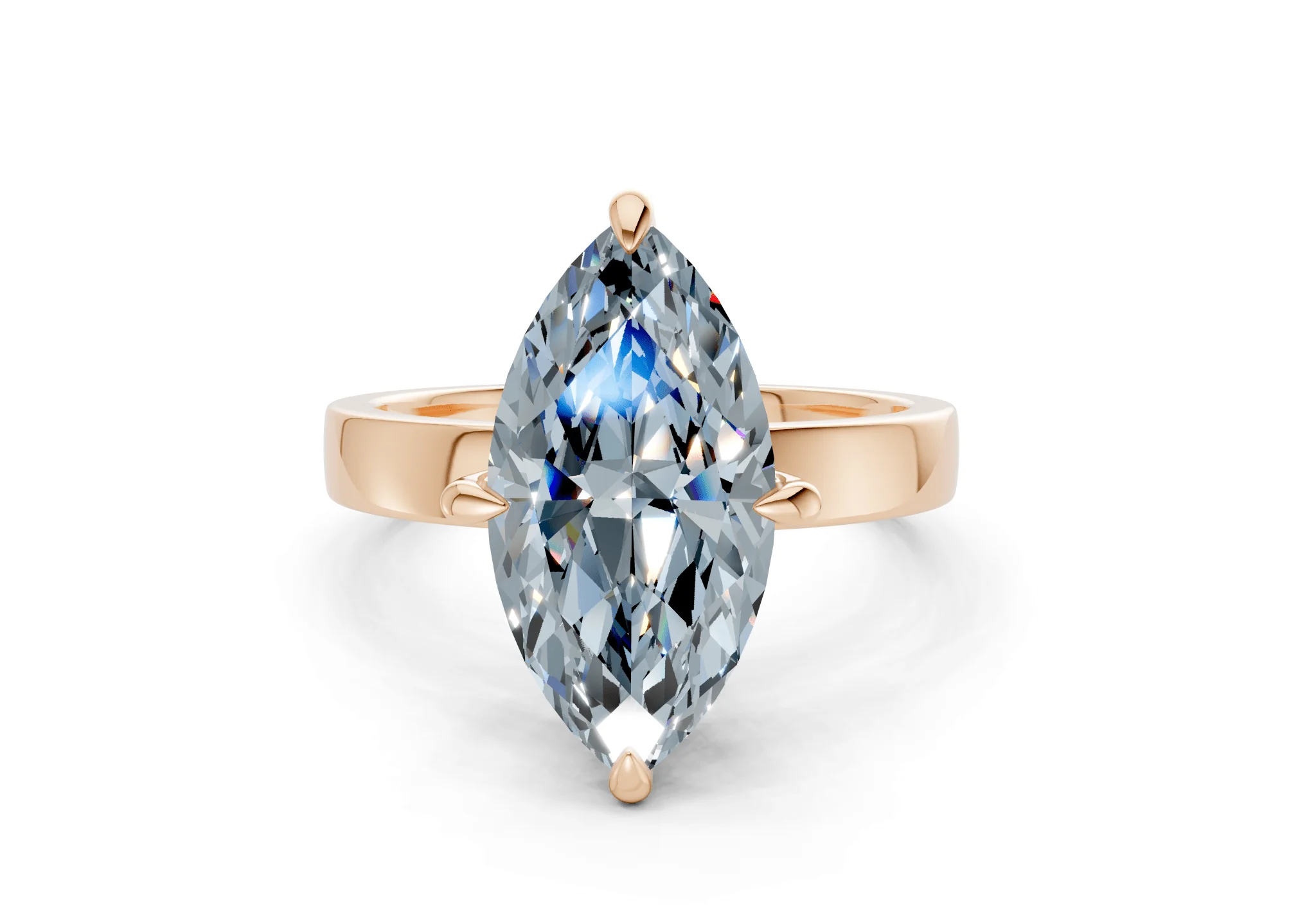Aspen Blue Diamond Solitaire Marquise Cut 3mm Engagement Ring - Image 4