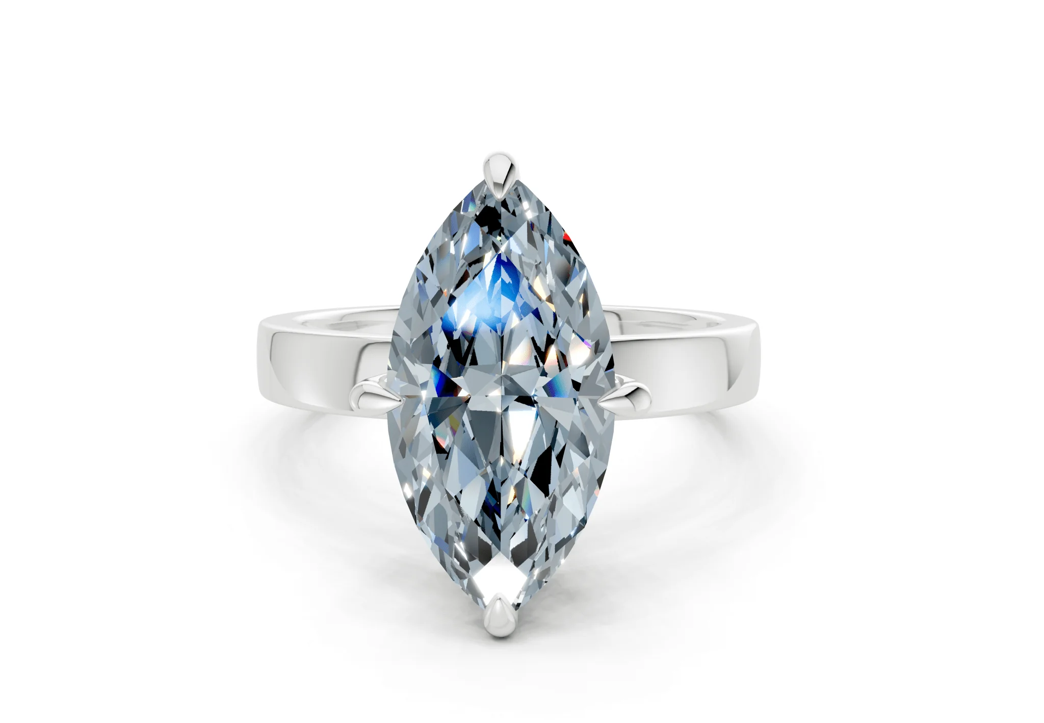 Aspen Blue Diamond Solitaire Marquise Cut 3mm Engagement Ring - Image 7