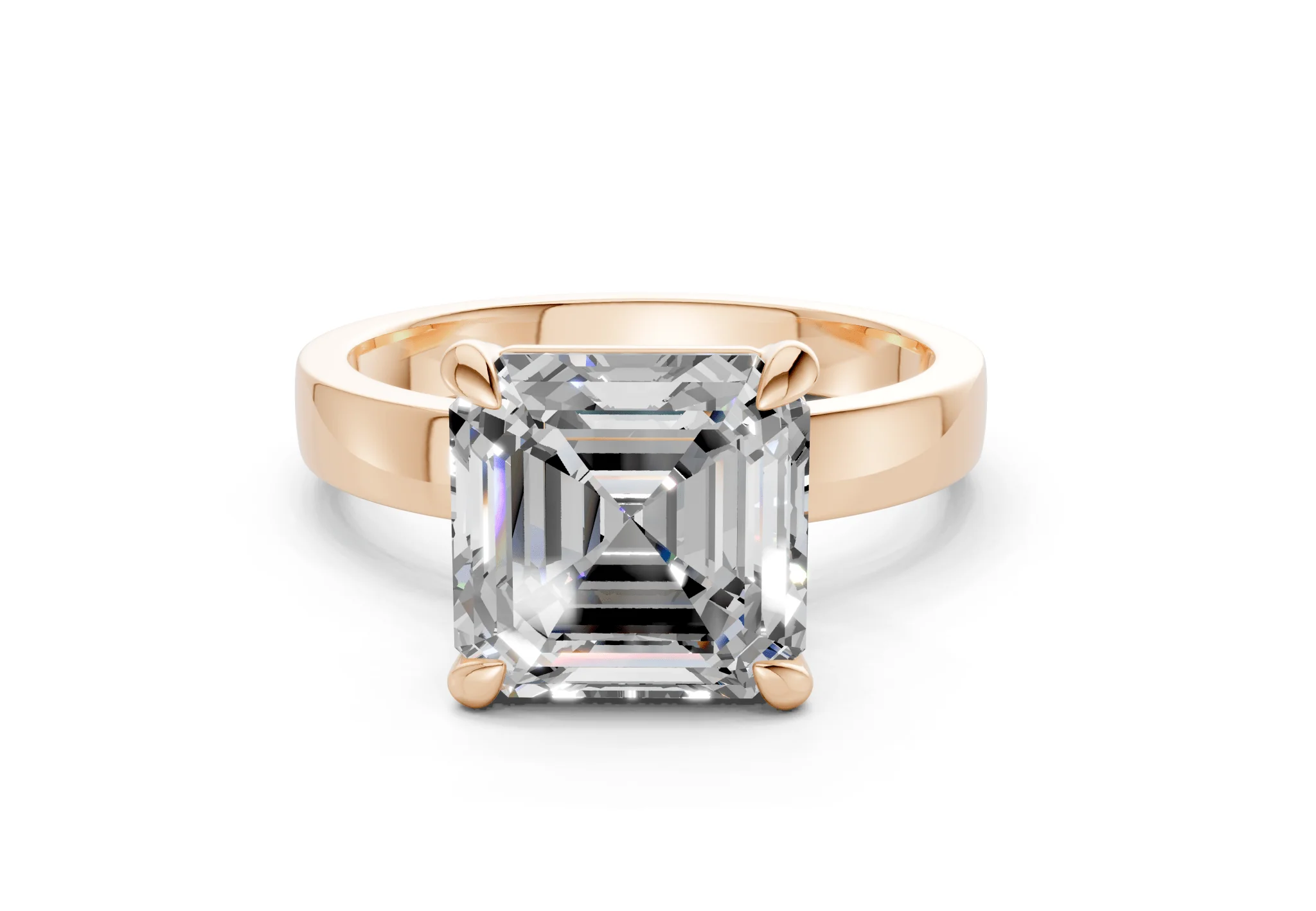 Aspen Diamond Solitaire Asscher Cut 3mm Engagement Ring - Image 4