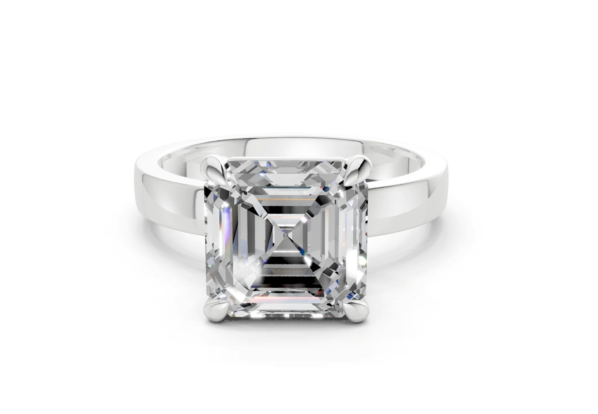Aspen Diamond Solitaire Asscher Cut 3mm Engagement Ring - Image 7