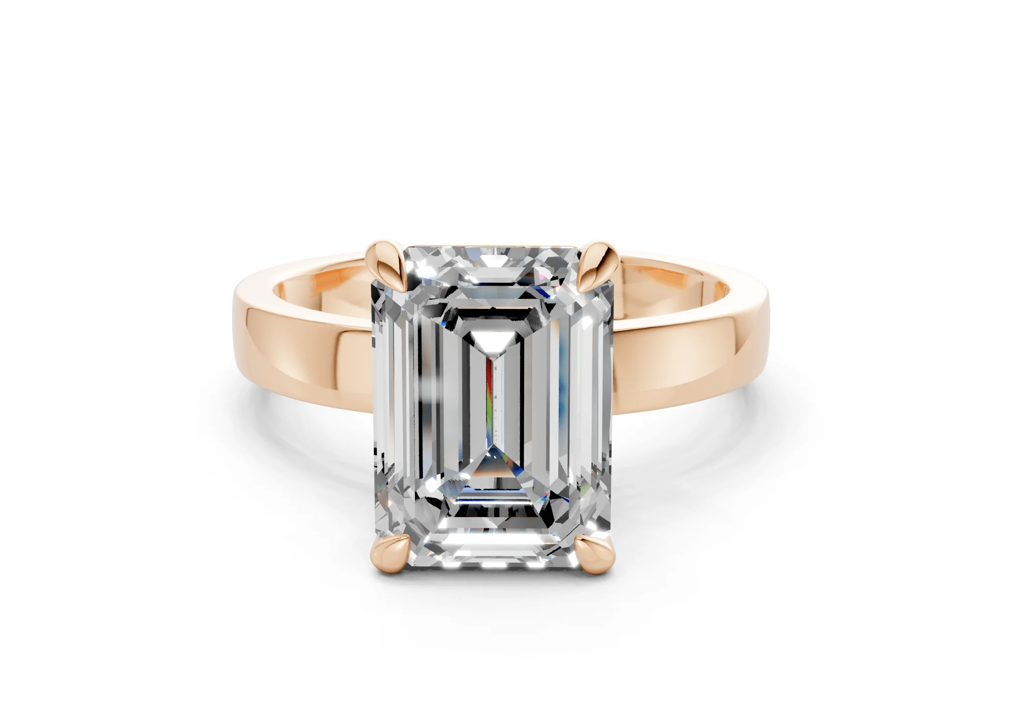 Aspen Diamond Solitaire Emerald Cut 3mm Engagement Ring - Image 4
