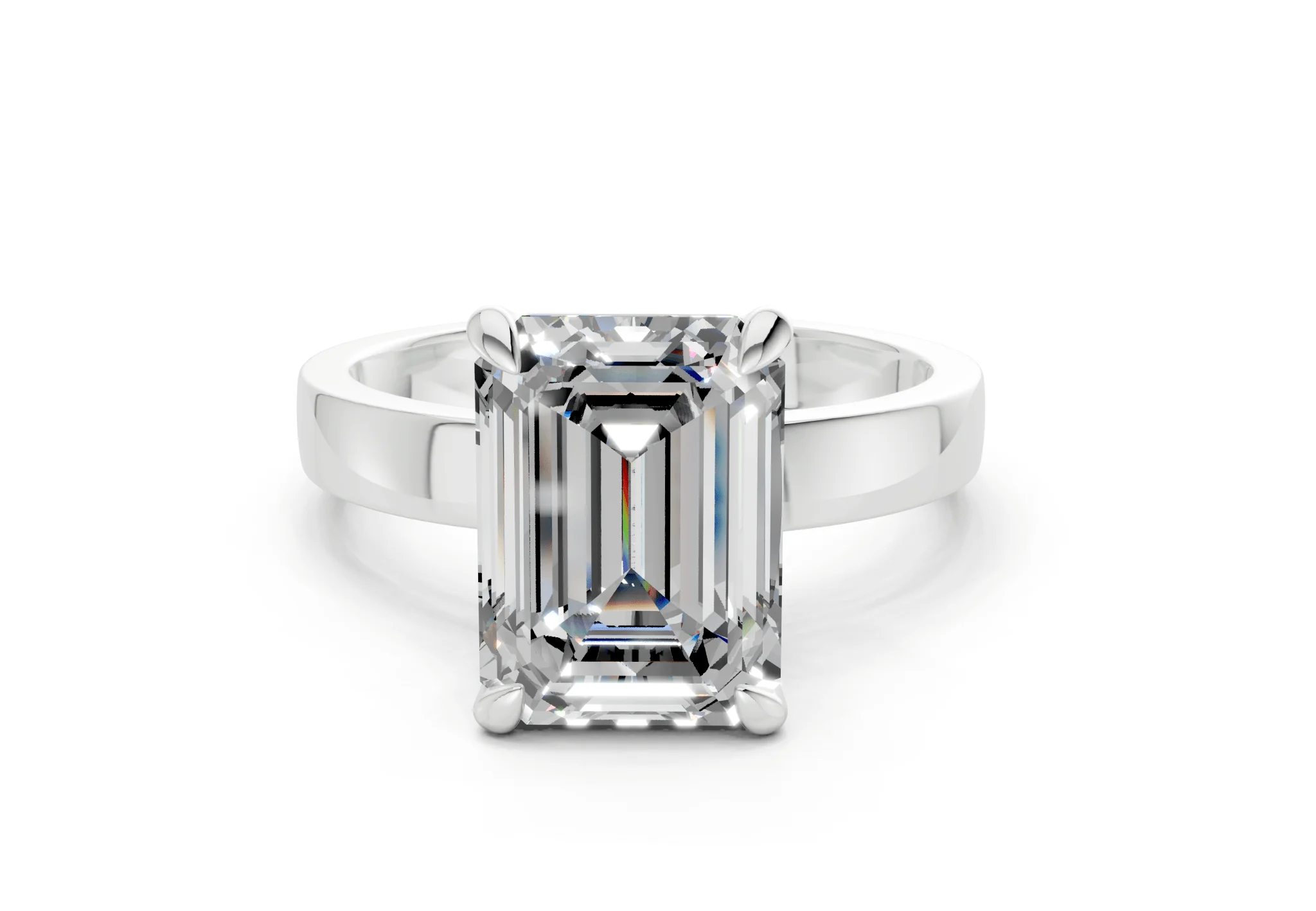 Aspen Diamond Solitaire Emerald Cut 3mm Engagement Ring - Image 7