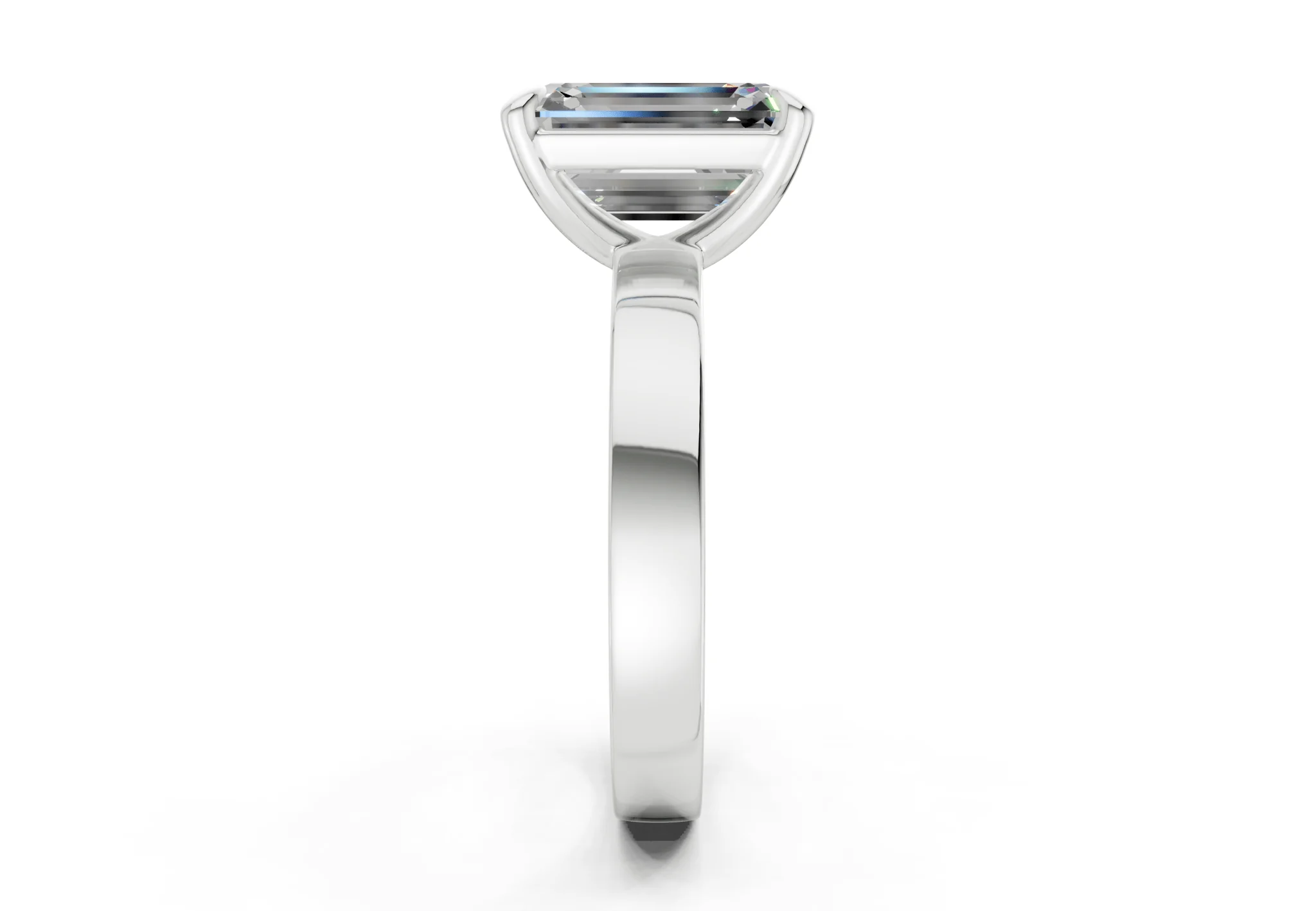 Aspen Diamond Solitaire Emerald Cut 3mm Engagement Ring - Image 9