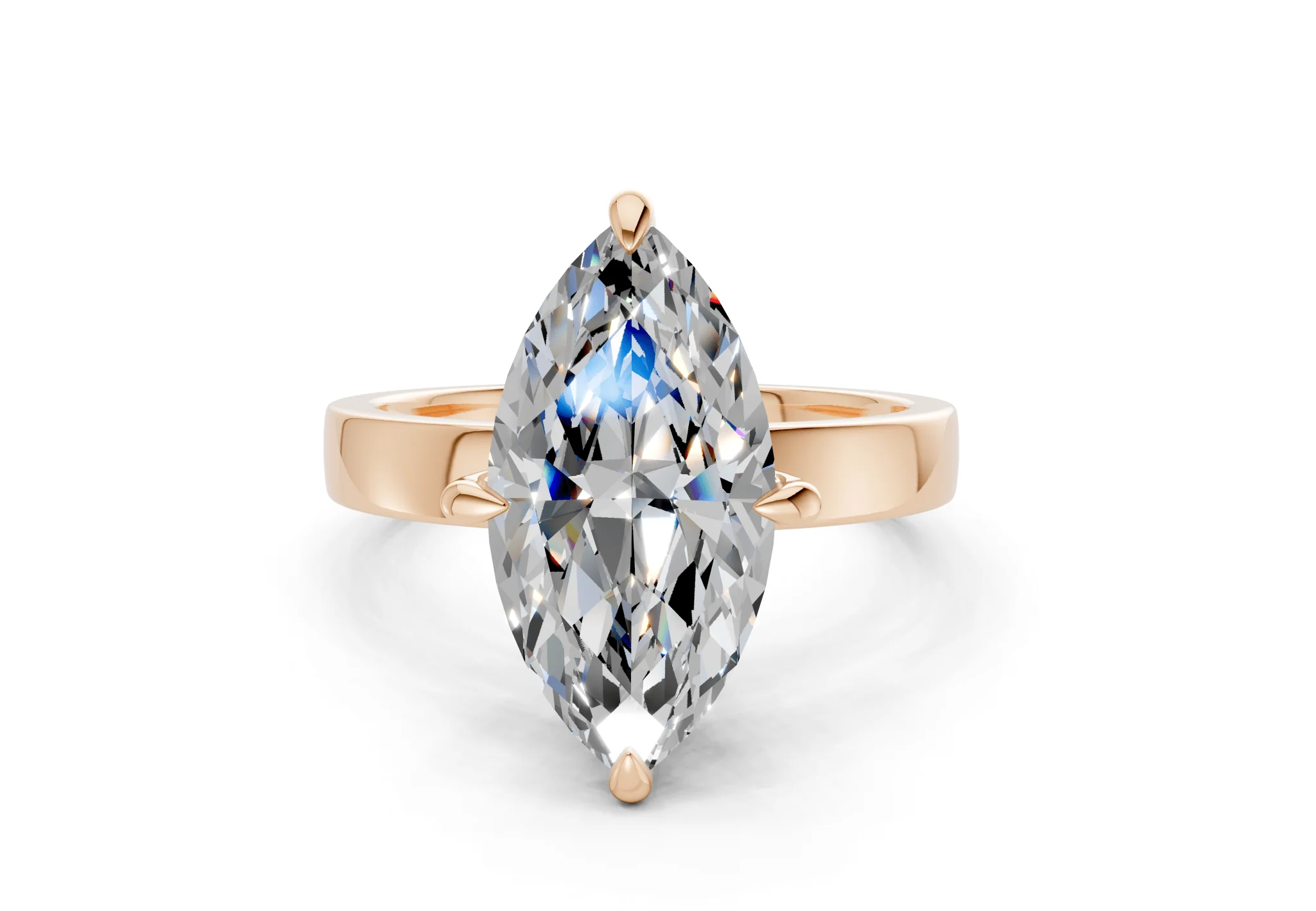 Aspen Diamond Solitaire Marquise Cut 3mm Engagement Ring - Image 4