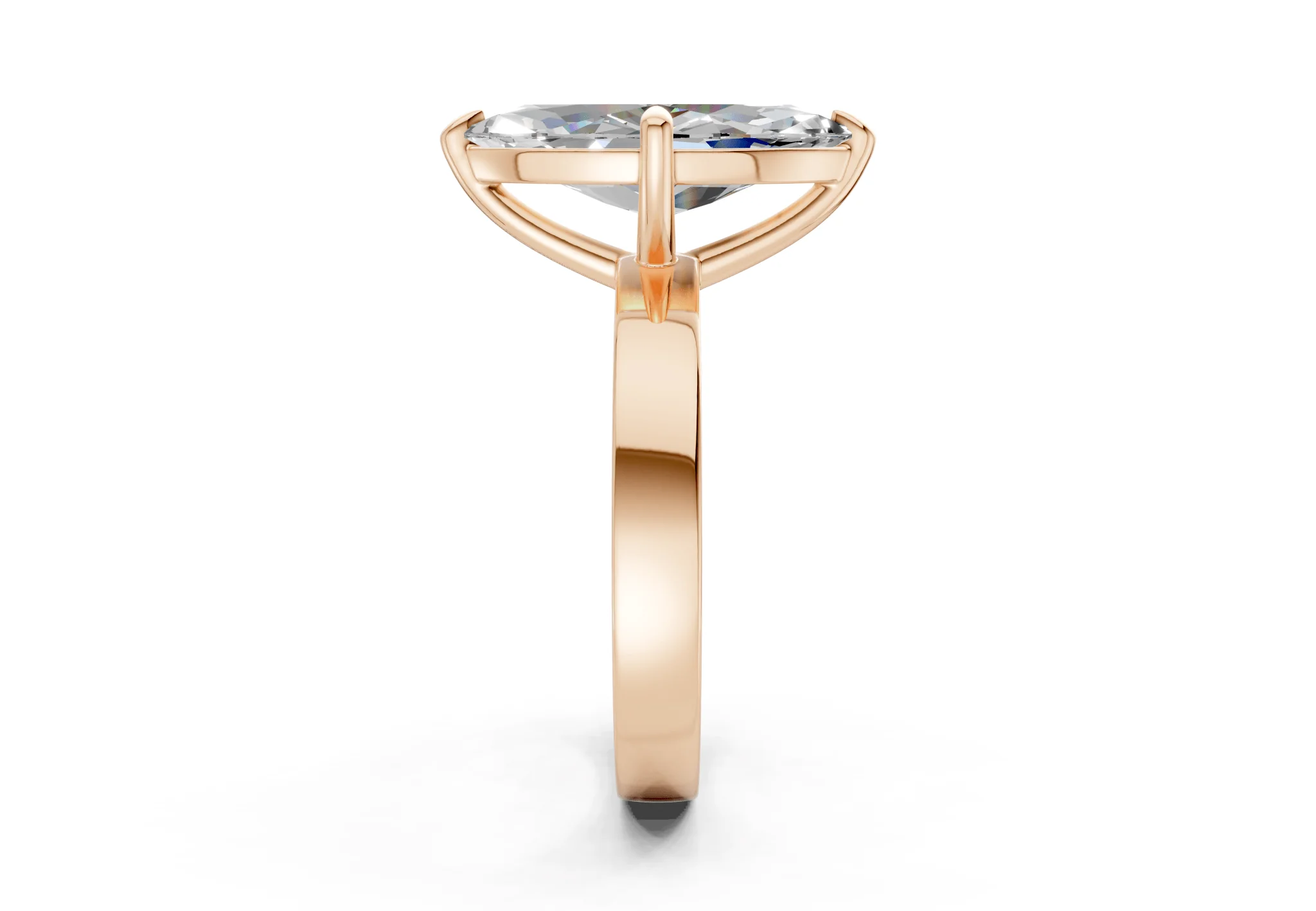 Aspen Diamond Solitaire Marquise Cut 3mm Engagement Ring - Image 6