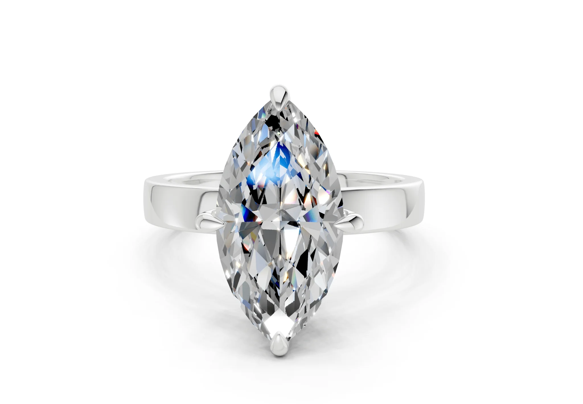 Aspen Diamond Solitaire Marquise Cut 3mm Engagement Ring - Image 7