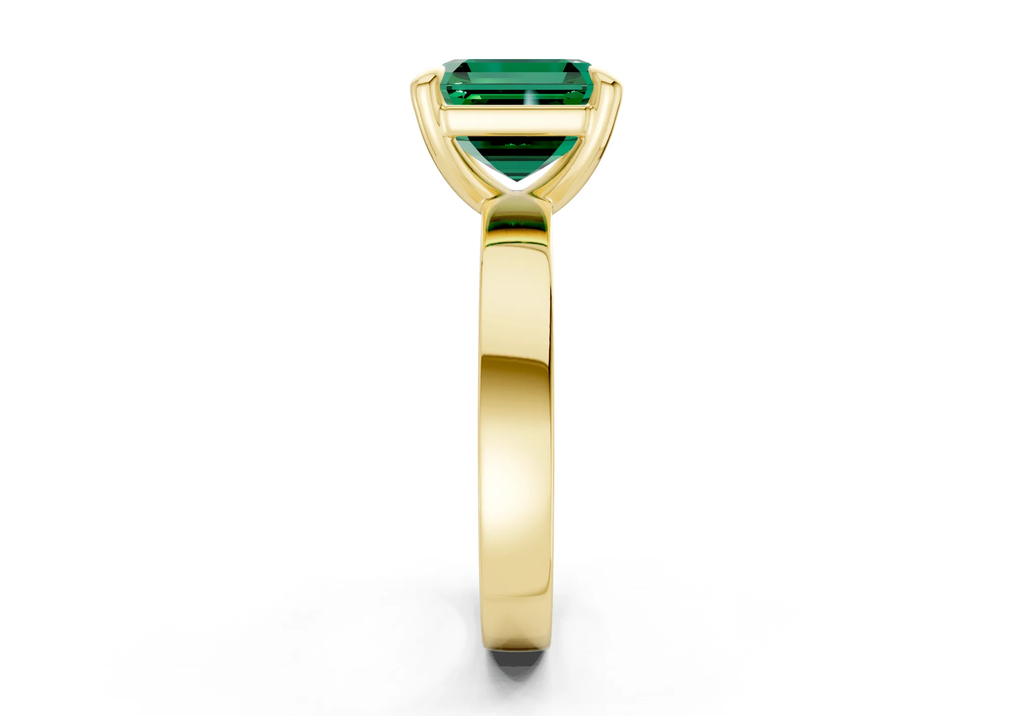 Aspen Emerald Gemstone Solitaire Asscher Cut 3mm Engagement Ring - Image 3