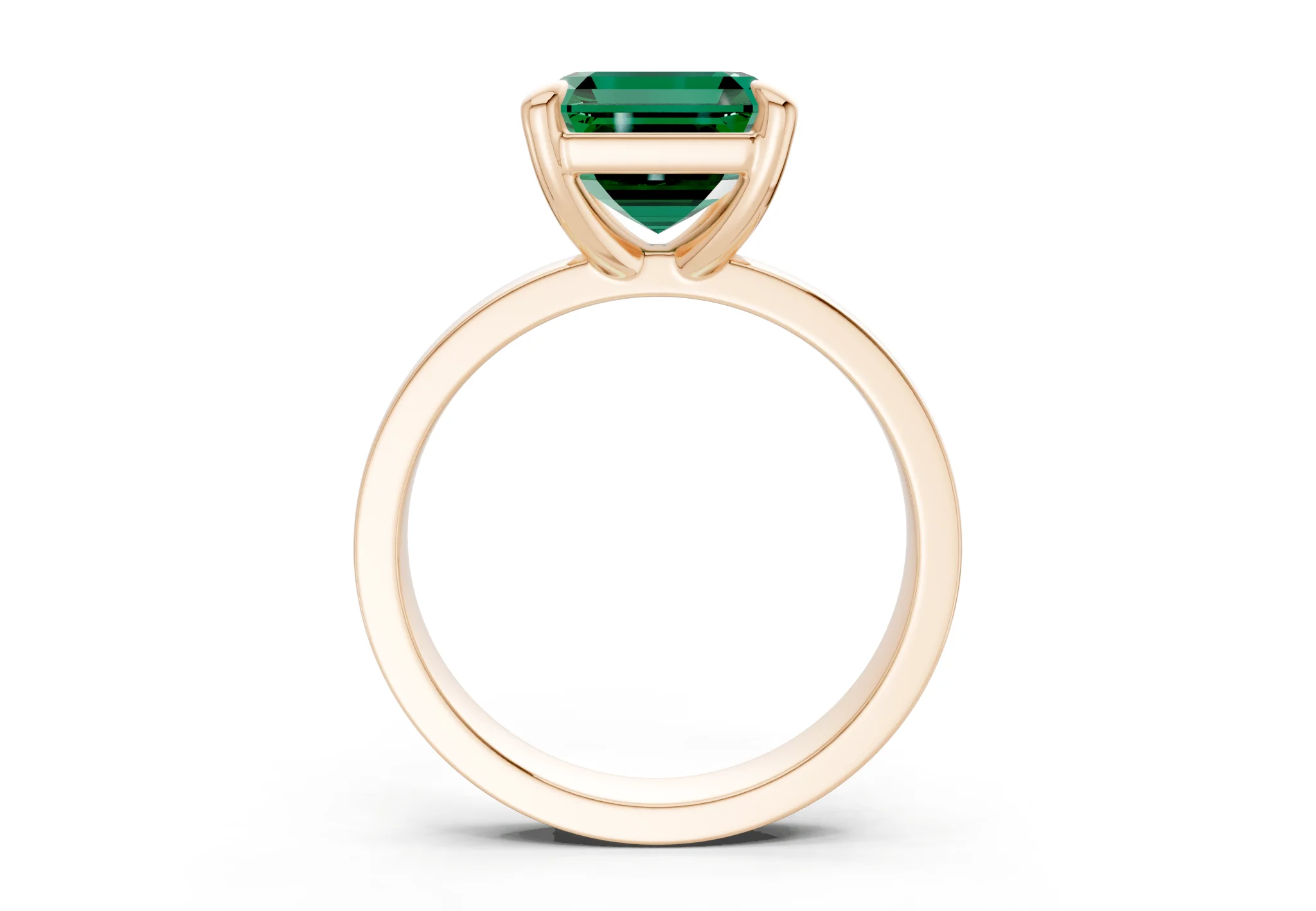 Aspen Emerald Gemstone Solitaire Asscher Cut 3mm Engagement Ring - Image 5