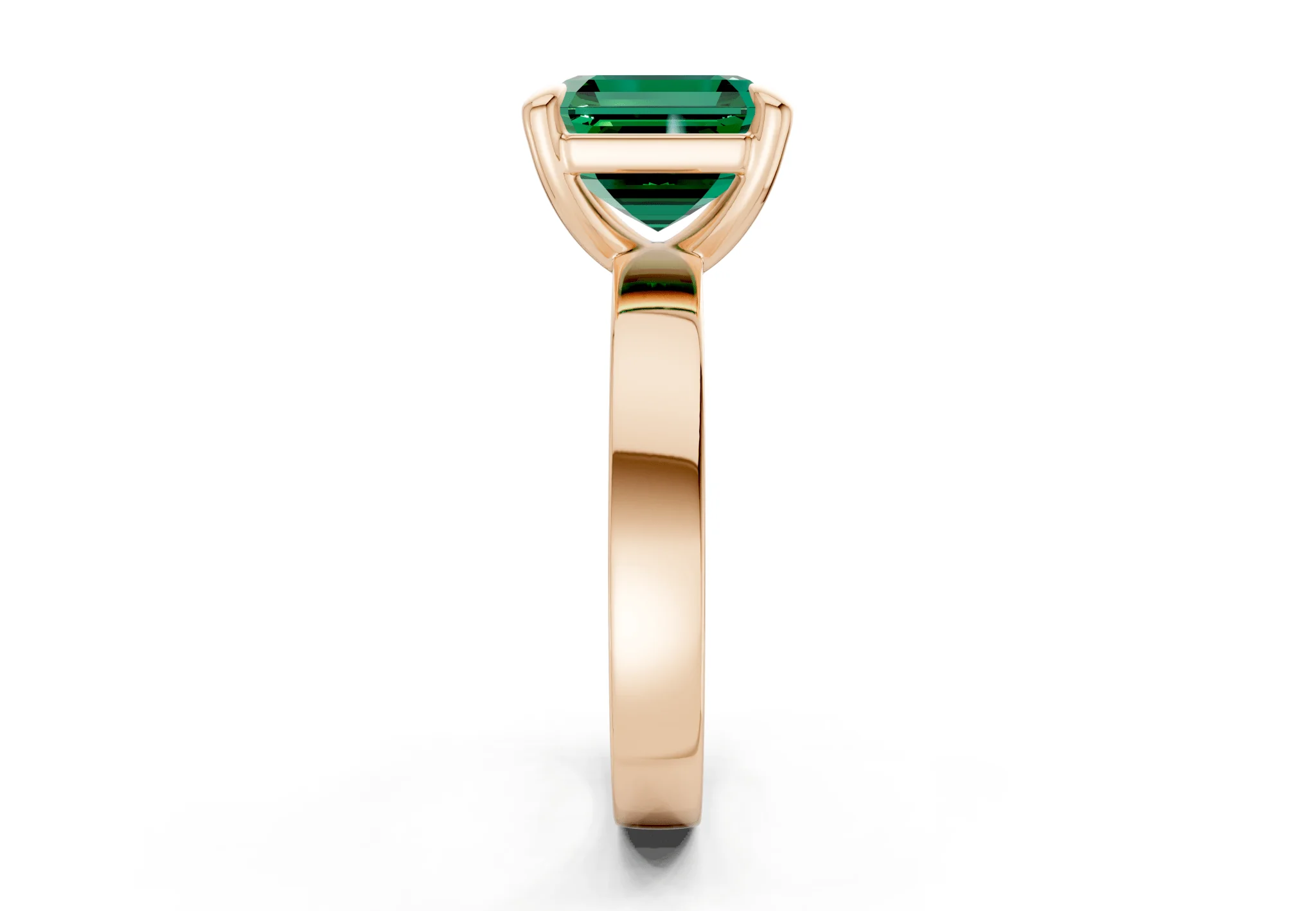 Aspen Emerald Gemstone Solitaire Asscher Cut 3mm Engagement Ring - Image 6