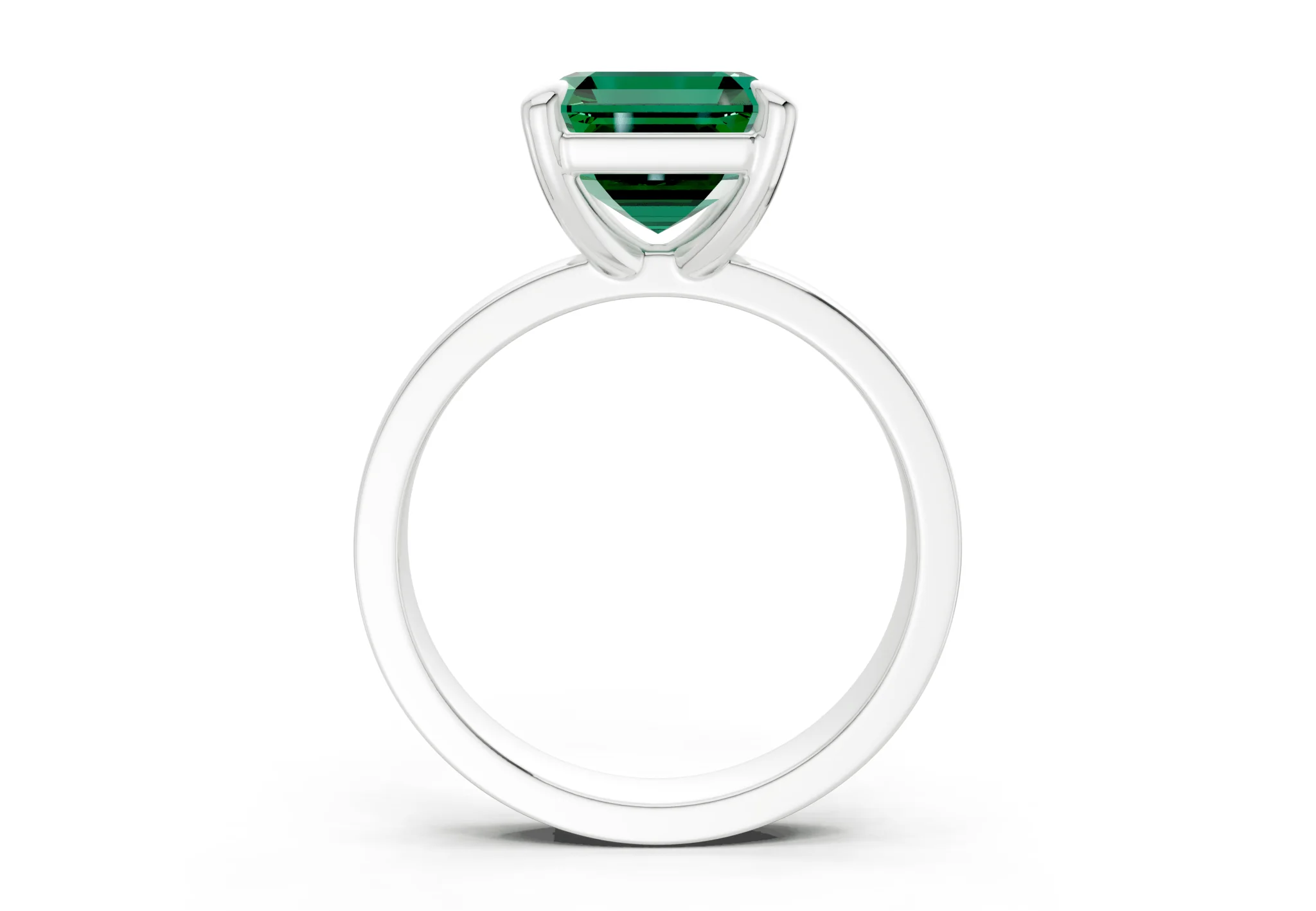 Aspen Emerald Gemstone Solitaire Asscher Cut 3mm Engagement Ring - Image 8