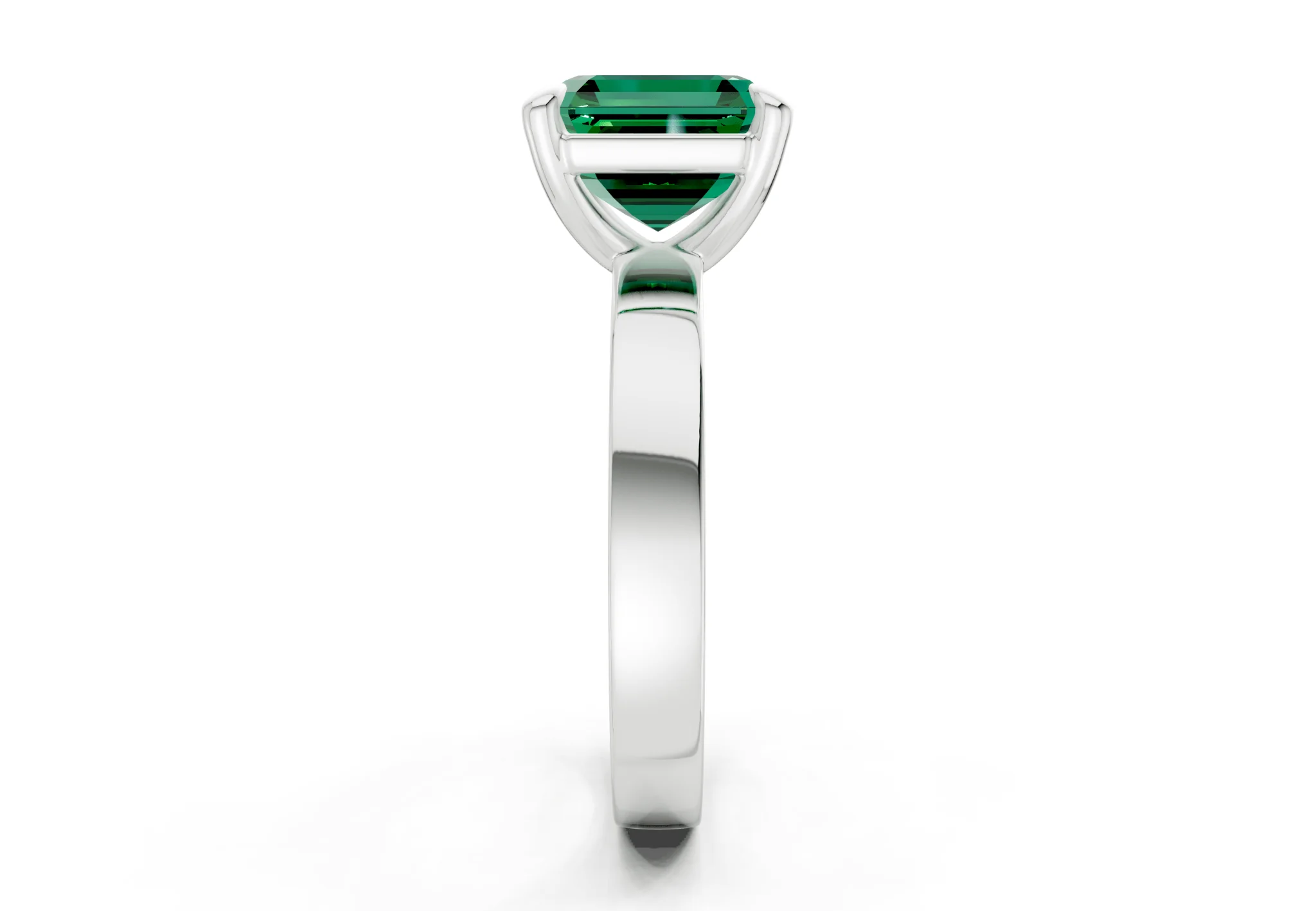 Aspen Emerald Gemstone Solitaire Asscher Cut 3mm Engagement Ring - Image 9