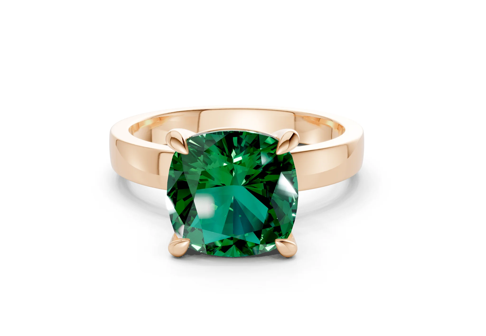 Aspen Emerald Gemstone Solitaire Cushion Squareuare Cut 3mm Engagement Ring - Image 4