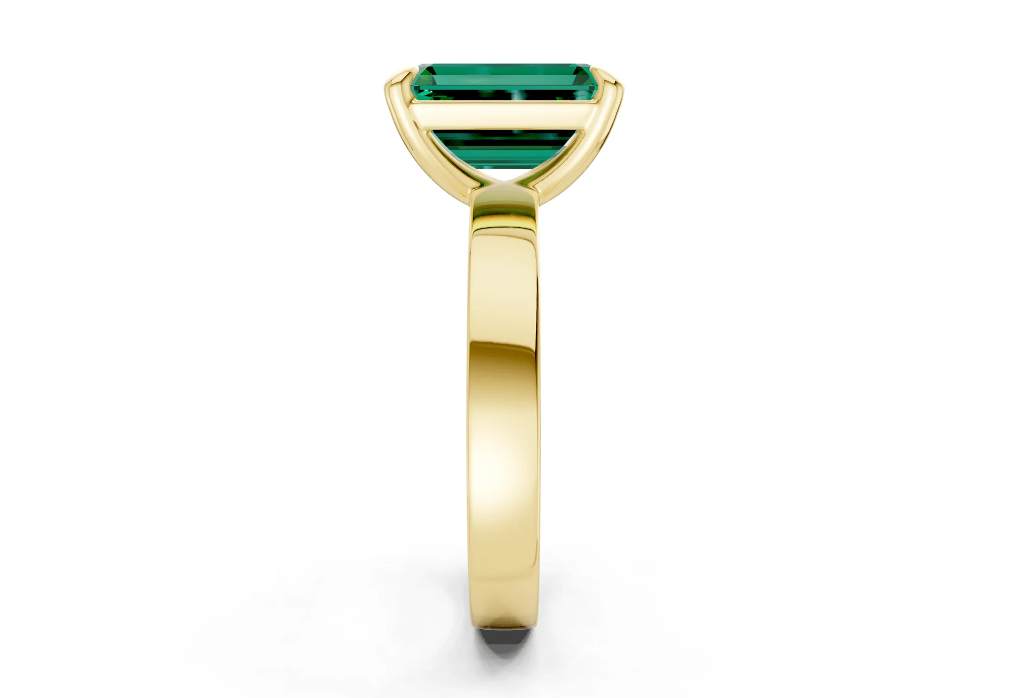Aspen Emerald Gemstone Solitaire Emerald Cut 3mm Engagement Ring - Image 3