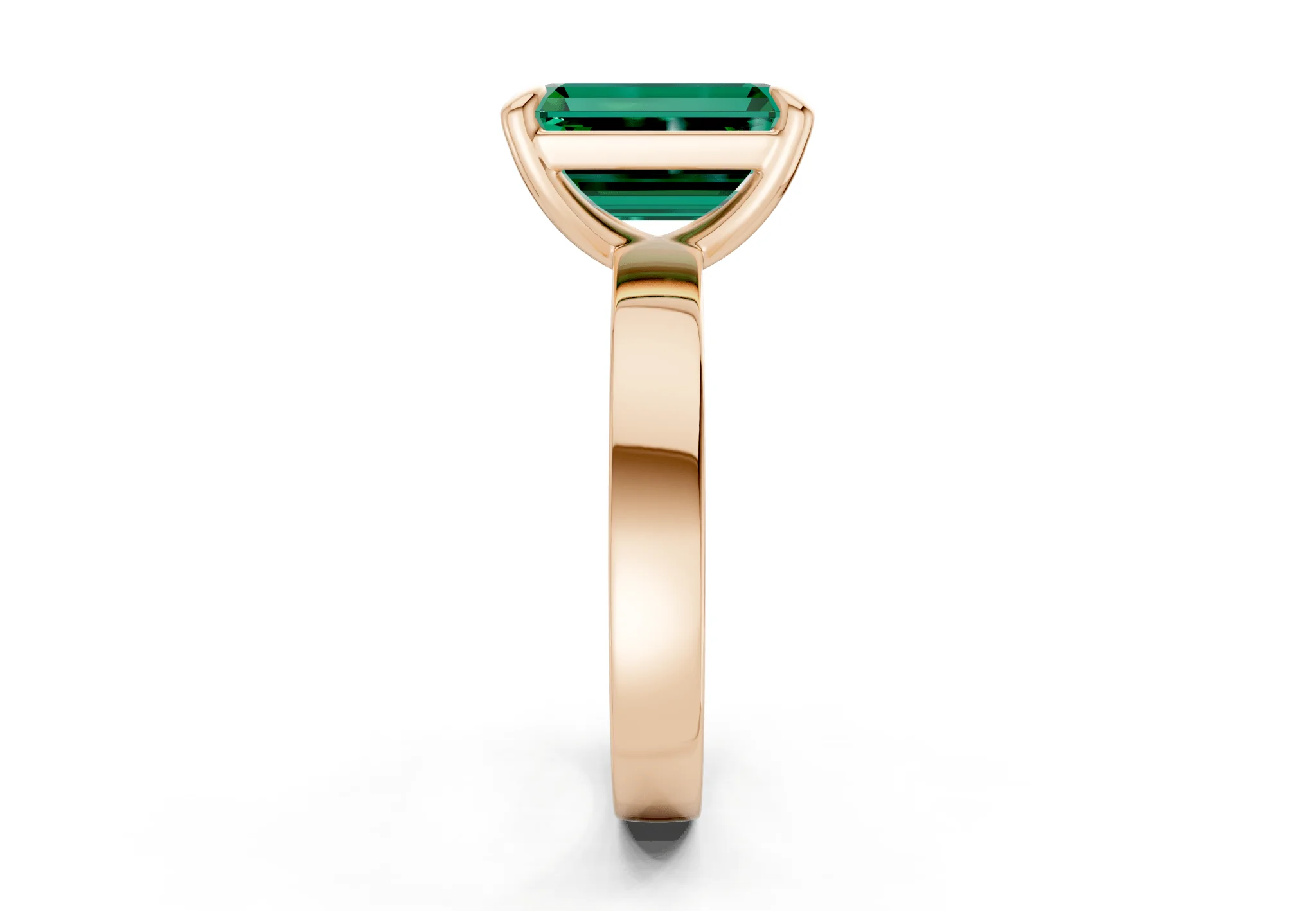 Aspen Emerald Gemstone Solitaire Emerald Cut 3mm Engagement Ring - Image 6