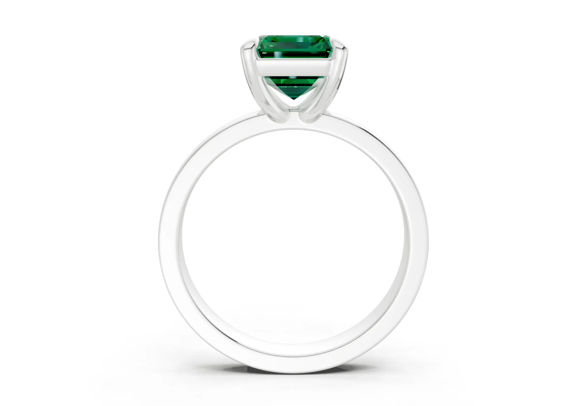 Aspen Emerald Gemstone Solitaire Emerald Cut 3mm Engagement Ring - Image 8