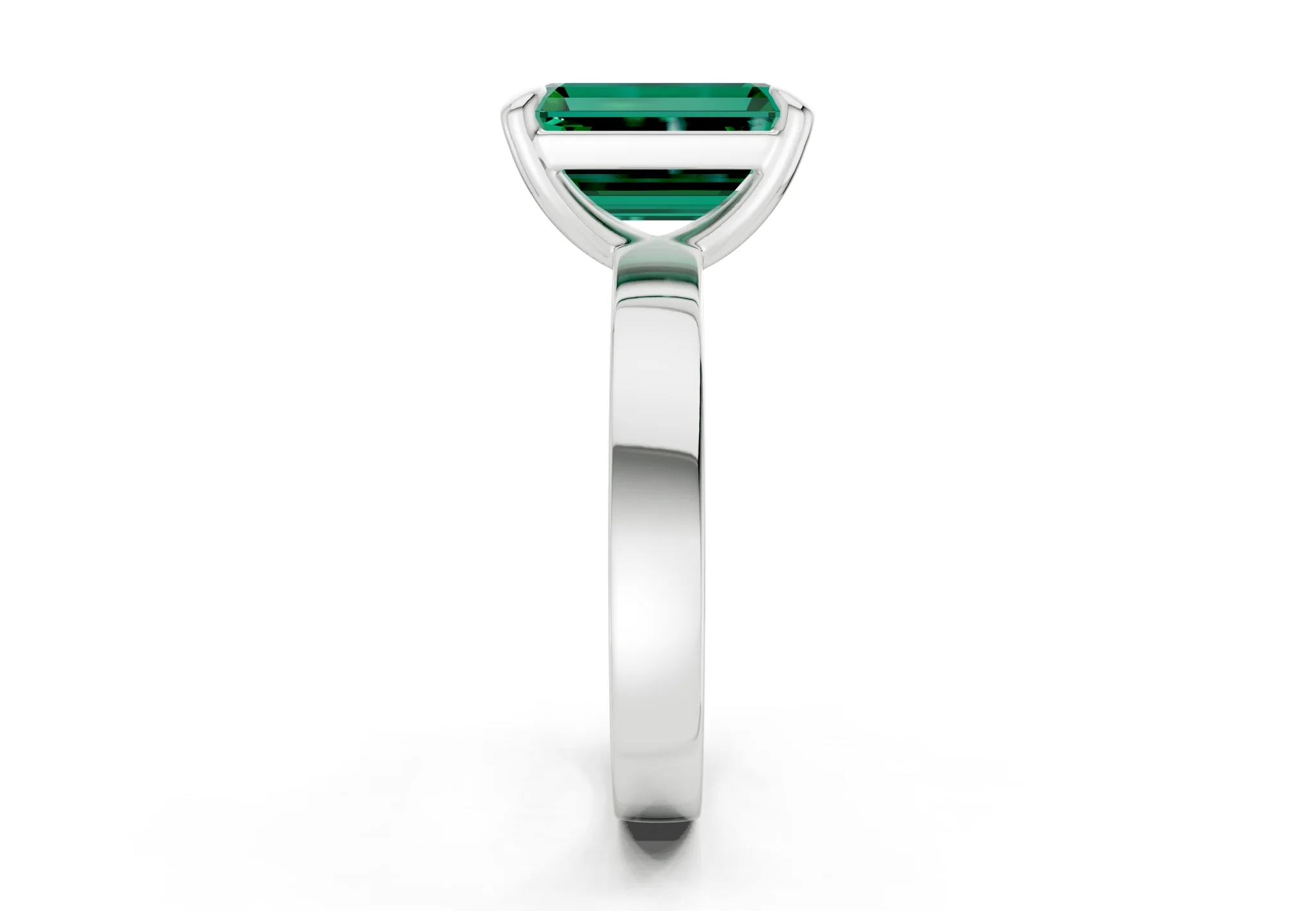 Aspen Emerald Gemstone Solitaire Emerald Cut 3mm Engagement Ring - Image 9