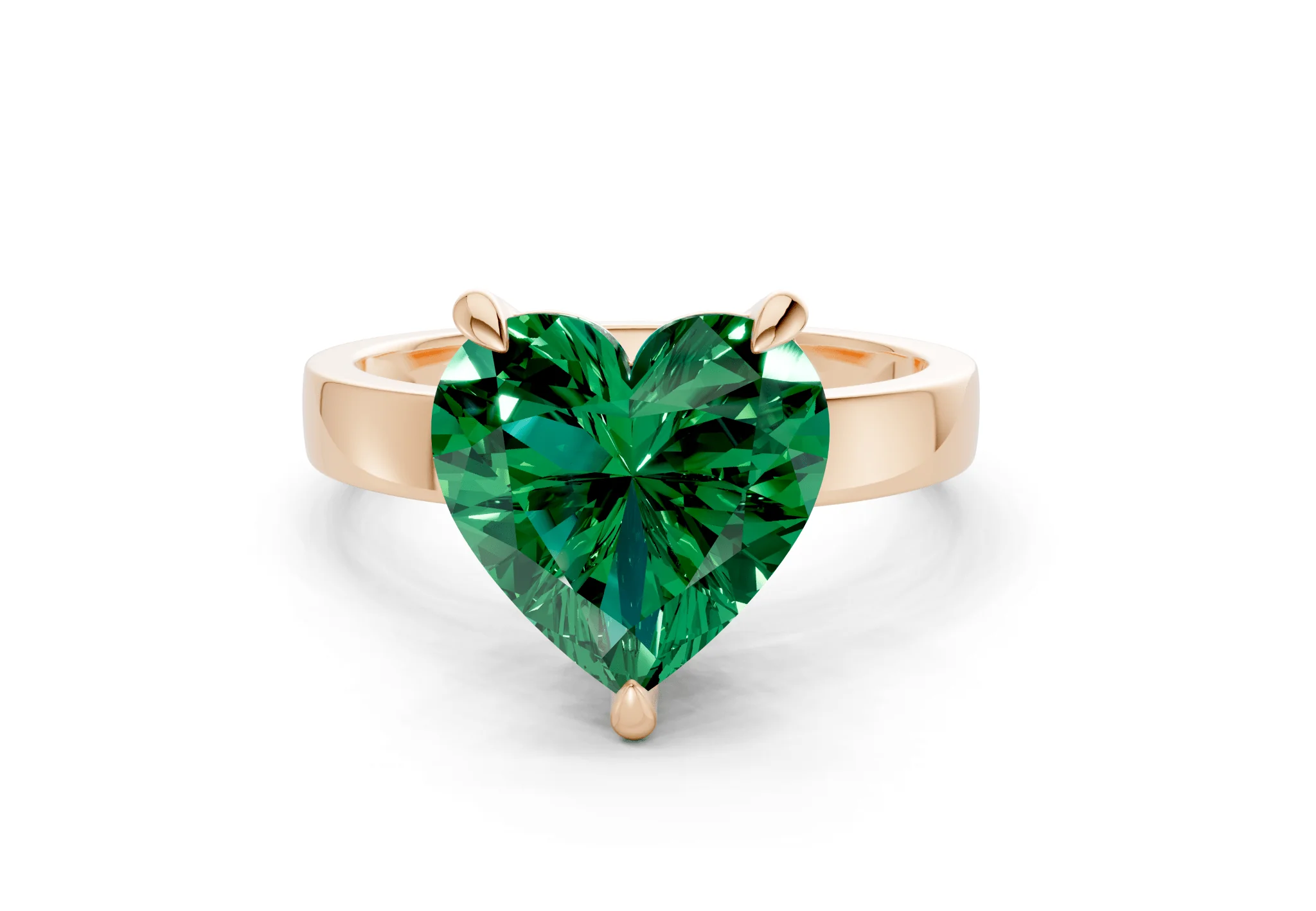 Aspen Emerald Gemstone Solitaire Heart Cut 3mm Engagement Ring - Image 4