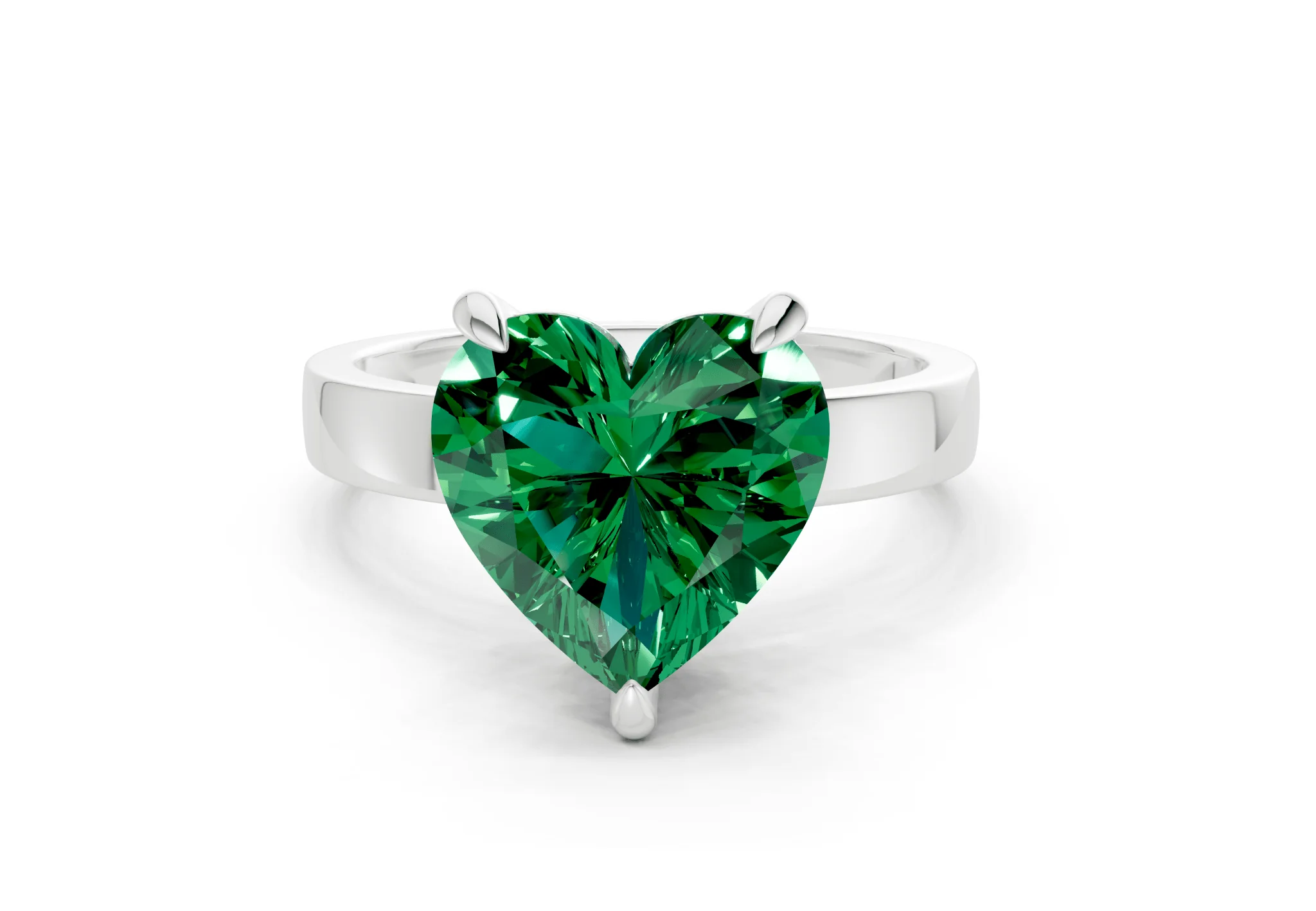 Aspen Emerald Gemstone Solitaire Heart Cut 3mm Engagement Ring - Image 7