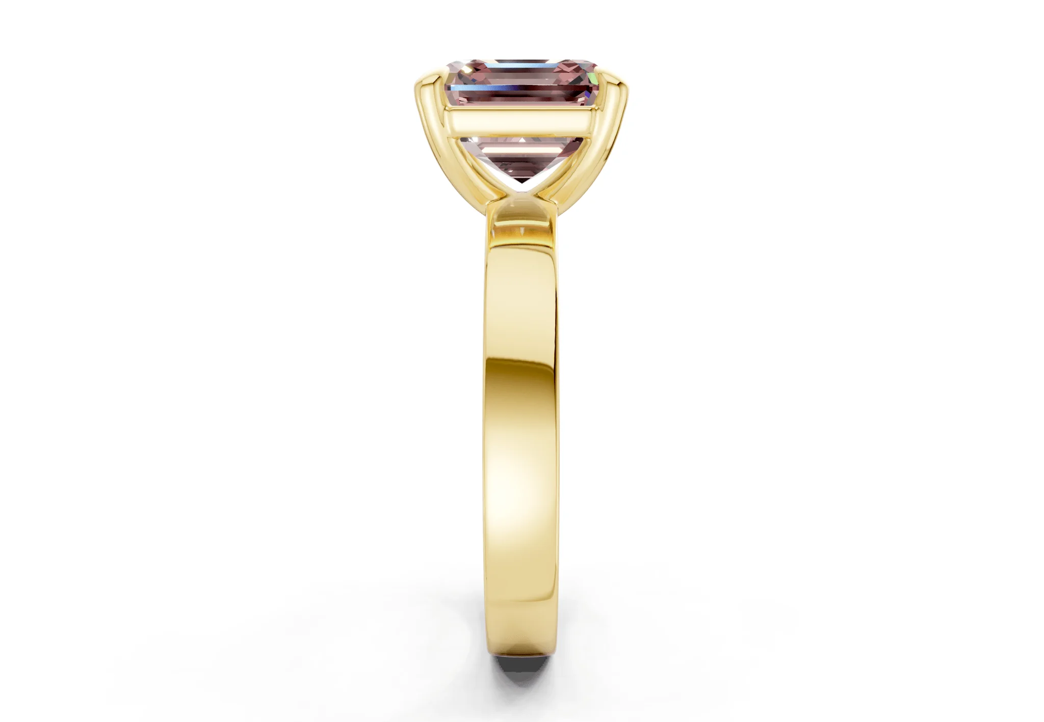 Aspen Pink Diamond Solitaire Asscher Cut 3mm Engagement Ring - Image 3