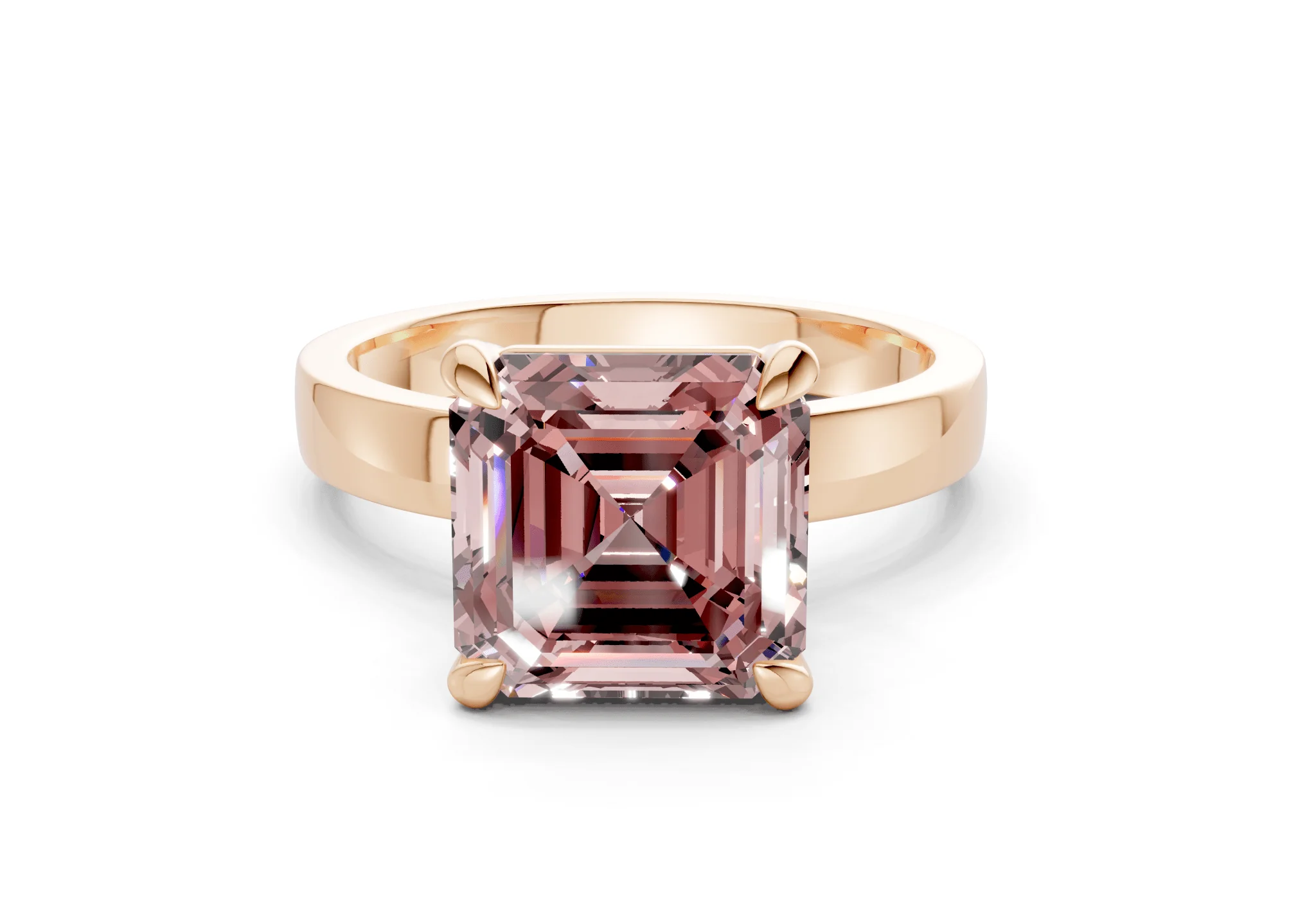 Aspen Pink Diamond Solitaire Asscher Cut 3mm Engagement Ring - Image 4