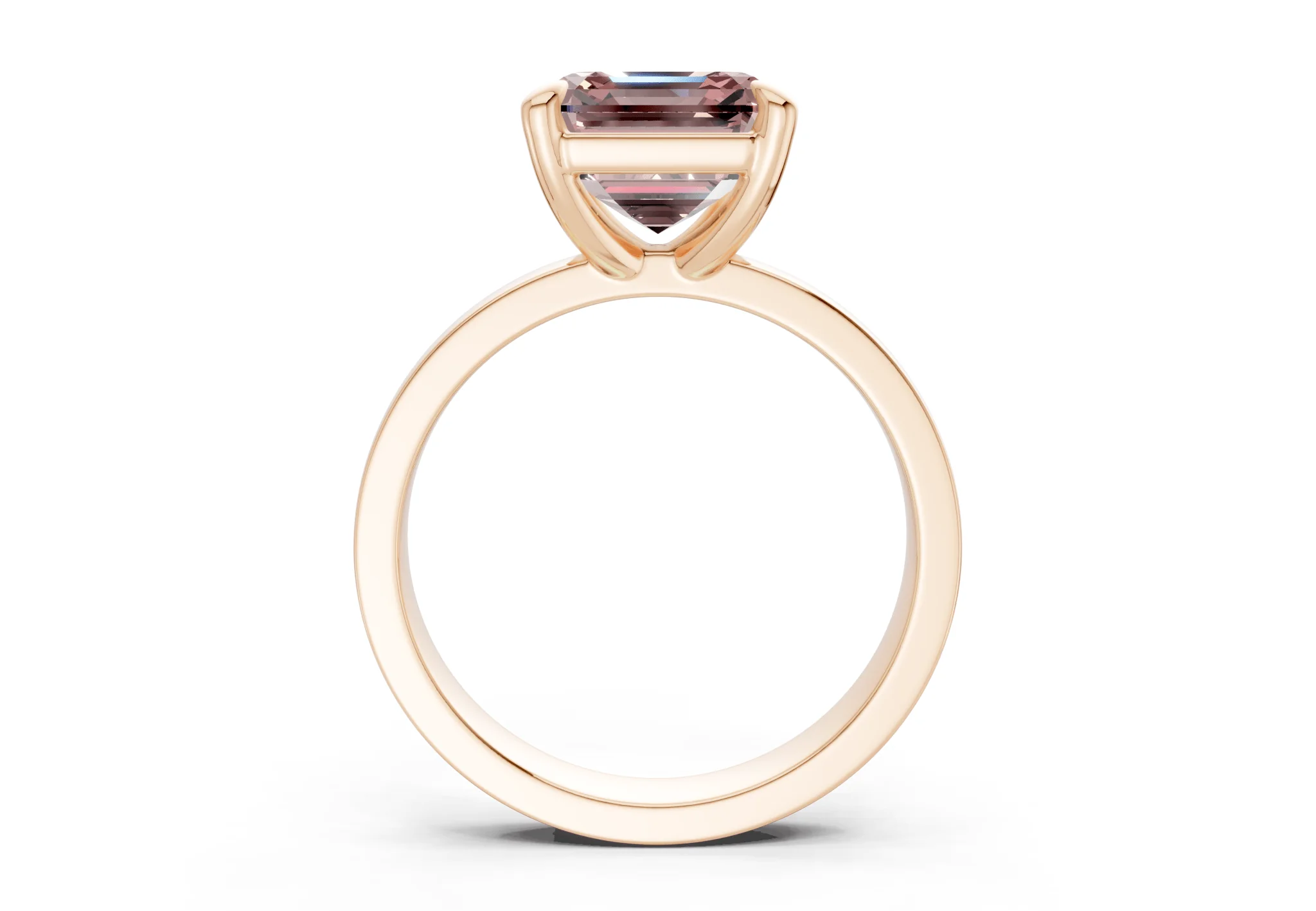 Aspen Pink Diamond Solitaire Asscher Cut 3mm Engagement Ring - Image 5