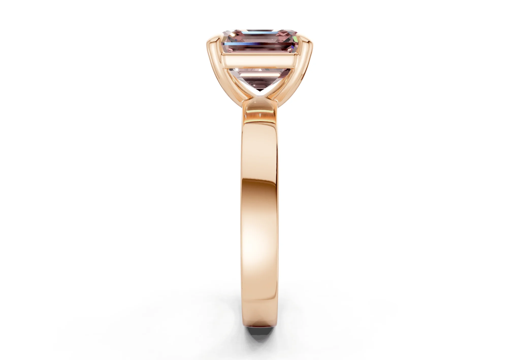 Aspen Pink Diamond Solitaire Asscher Cut 3mm Engagement Ring - Image 6
