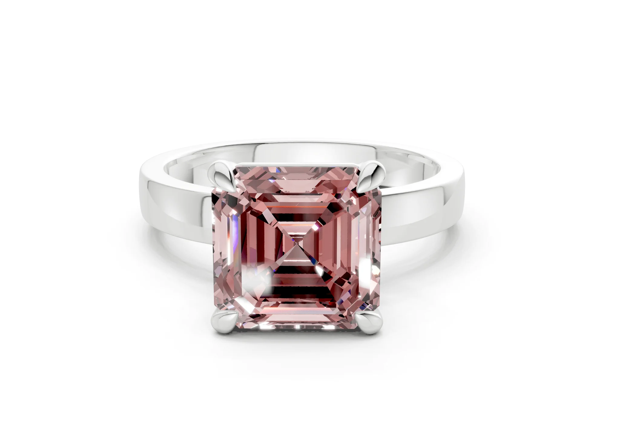 Aspen Pink Diamond Solitaire Asscher Cut 3mm Engagement Ring - Image 7