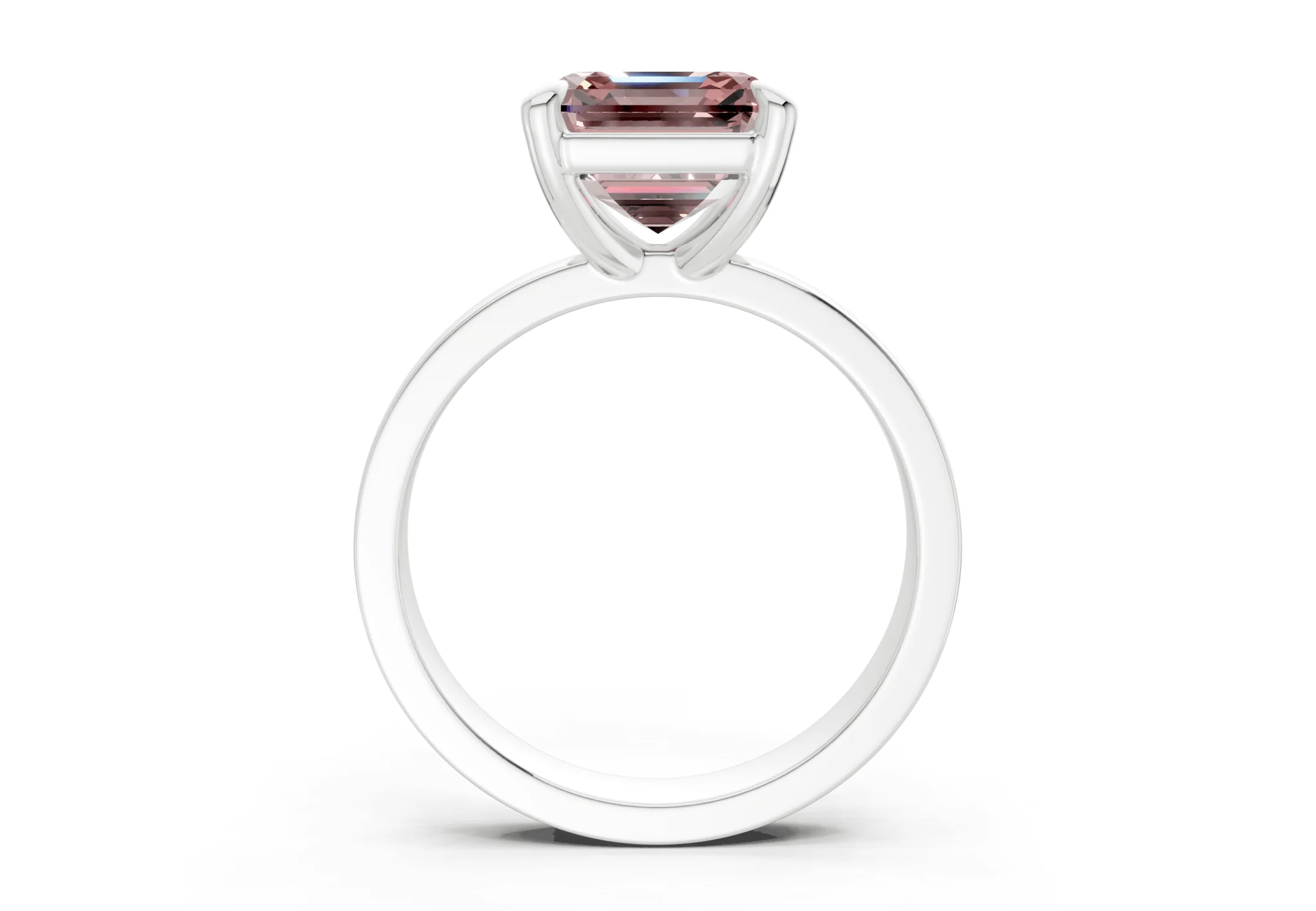 Aspen Pink Diamond Solitaire Asscher Cut 3mm Engagement Ring - Image 8