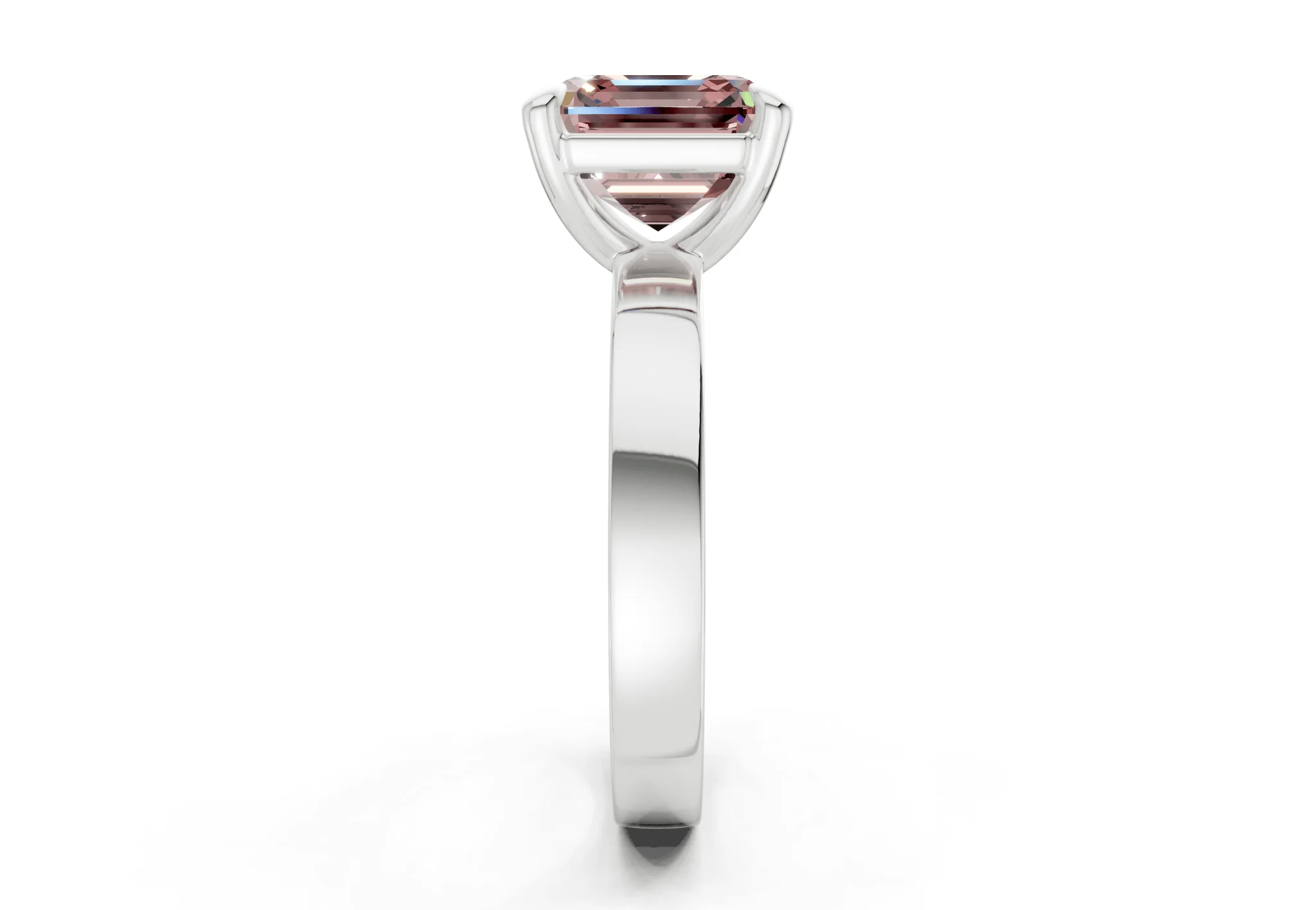 Aspen Pink Diamond Solitaire Asscher Cut 3mm Engagement Ring - Image 9