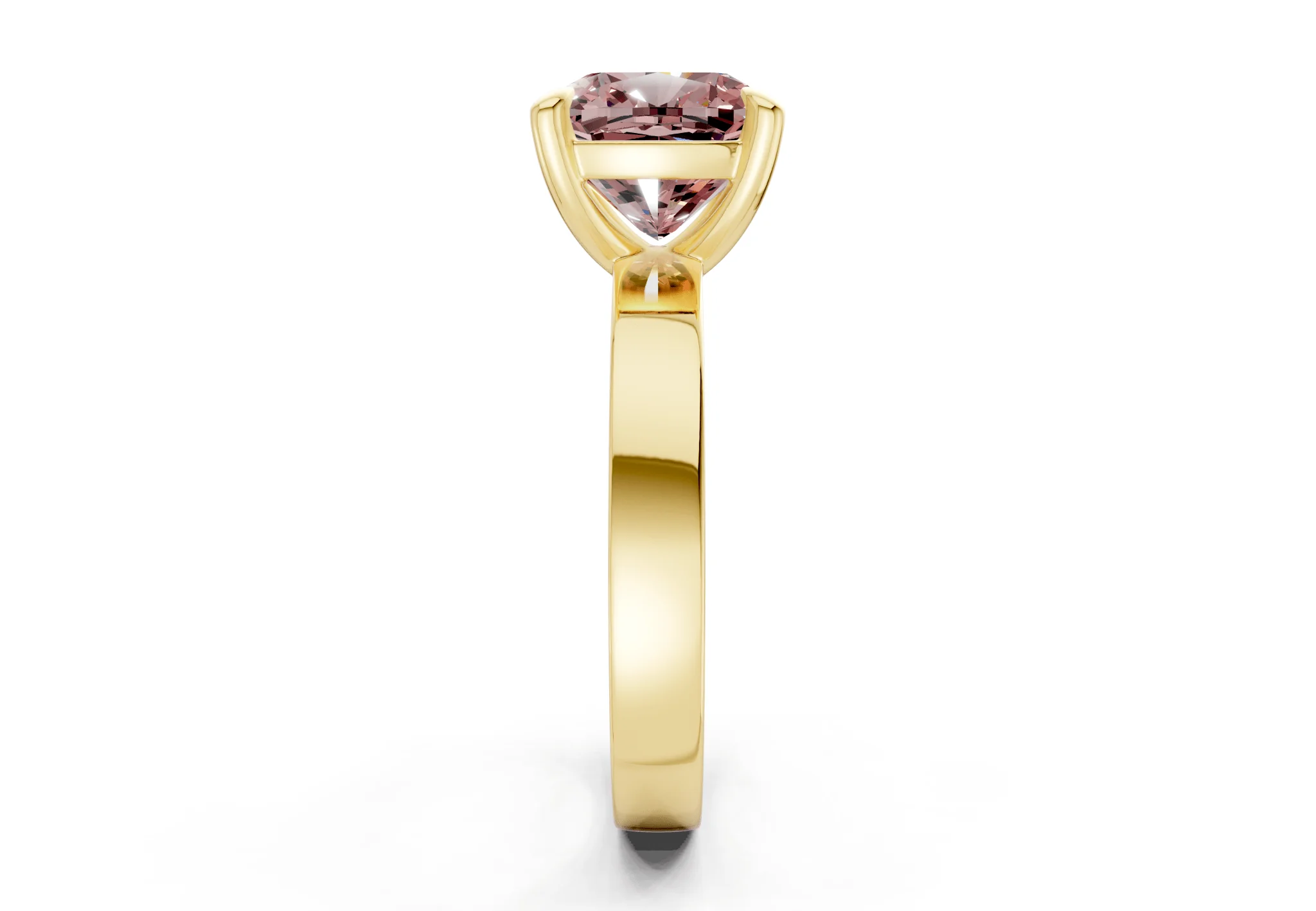 Aspen Pink Diamond Solitaire Cushion Squareuare Cut 3mm Engagement Ring - Image 3