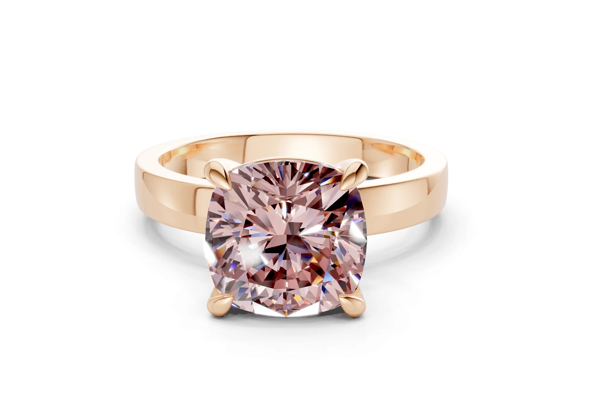 Aspen Pink Diamond Solitaire Cushion Squareuare Cut 3mm Engagement Ring - Image 4