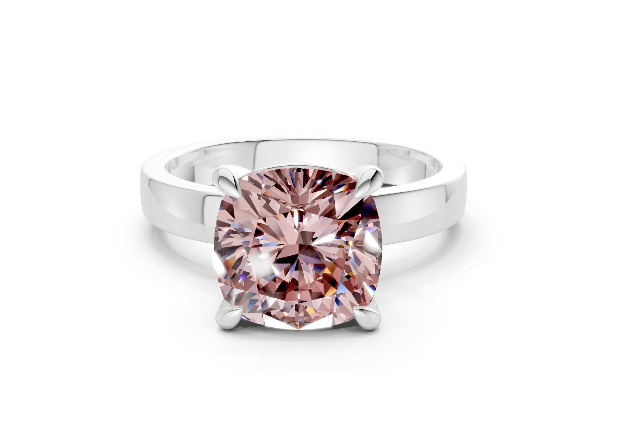 Aspen Pink Diamond Solitaire Cushion Squareuare Cut 3mm Engagement Ring - Image 7
