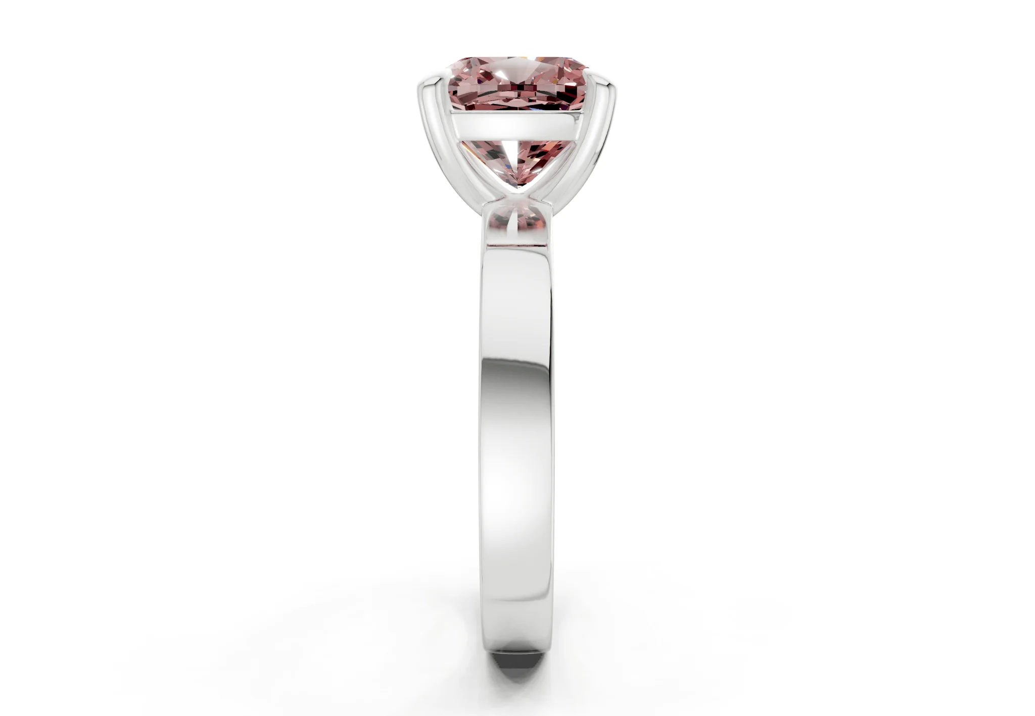 Aspen Pink Diamond Solitaire Cushion Squareuare Cut 3mm Engagement Ring - Image 9