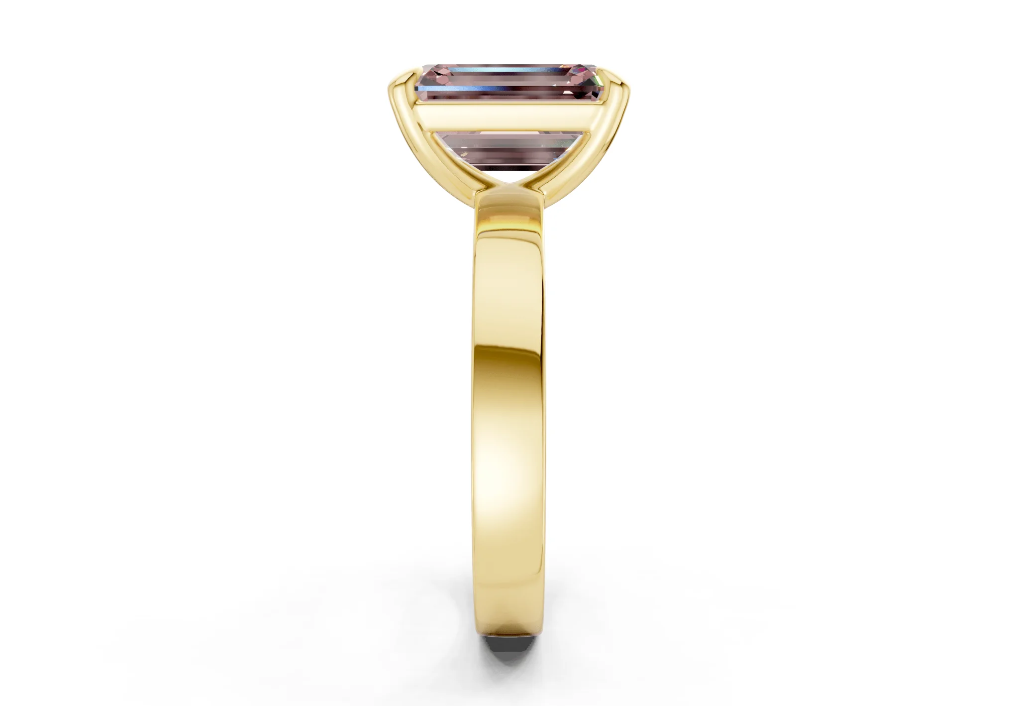 Aspen Pink Diamond Solitaire Emerald Cut 3mm Engagement Ring - Image 3