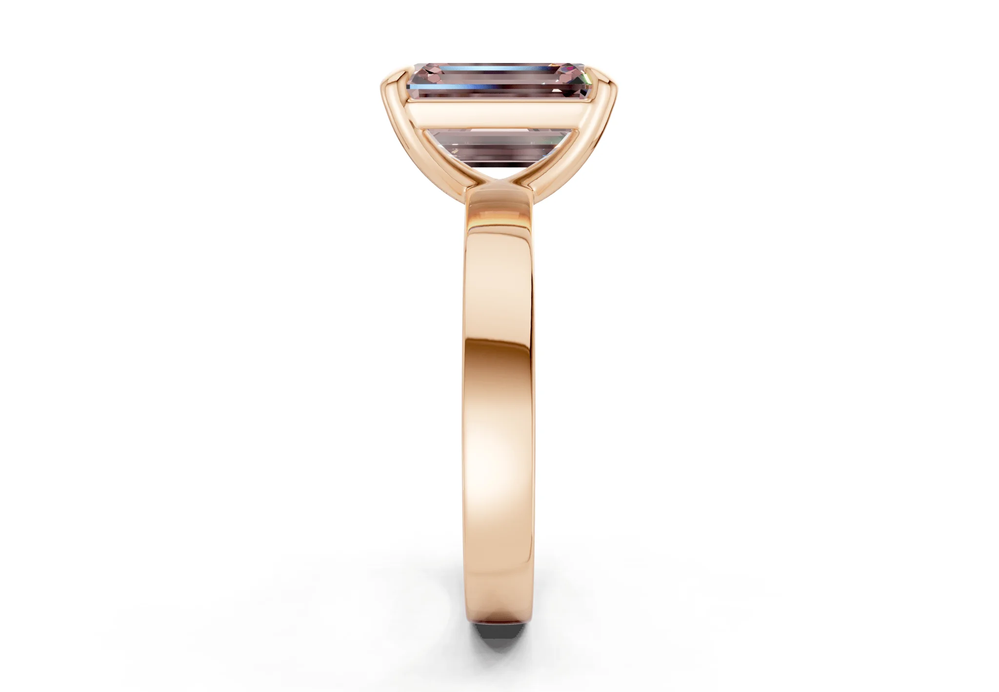 Aspen Pink Diamond Solitaire Emerald Cut 3mm Engagement Ring - Image 6
